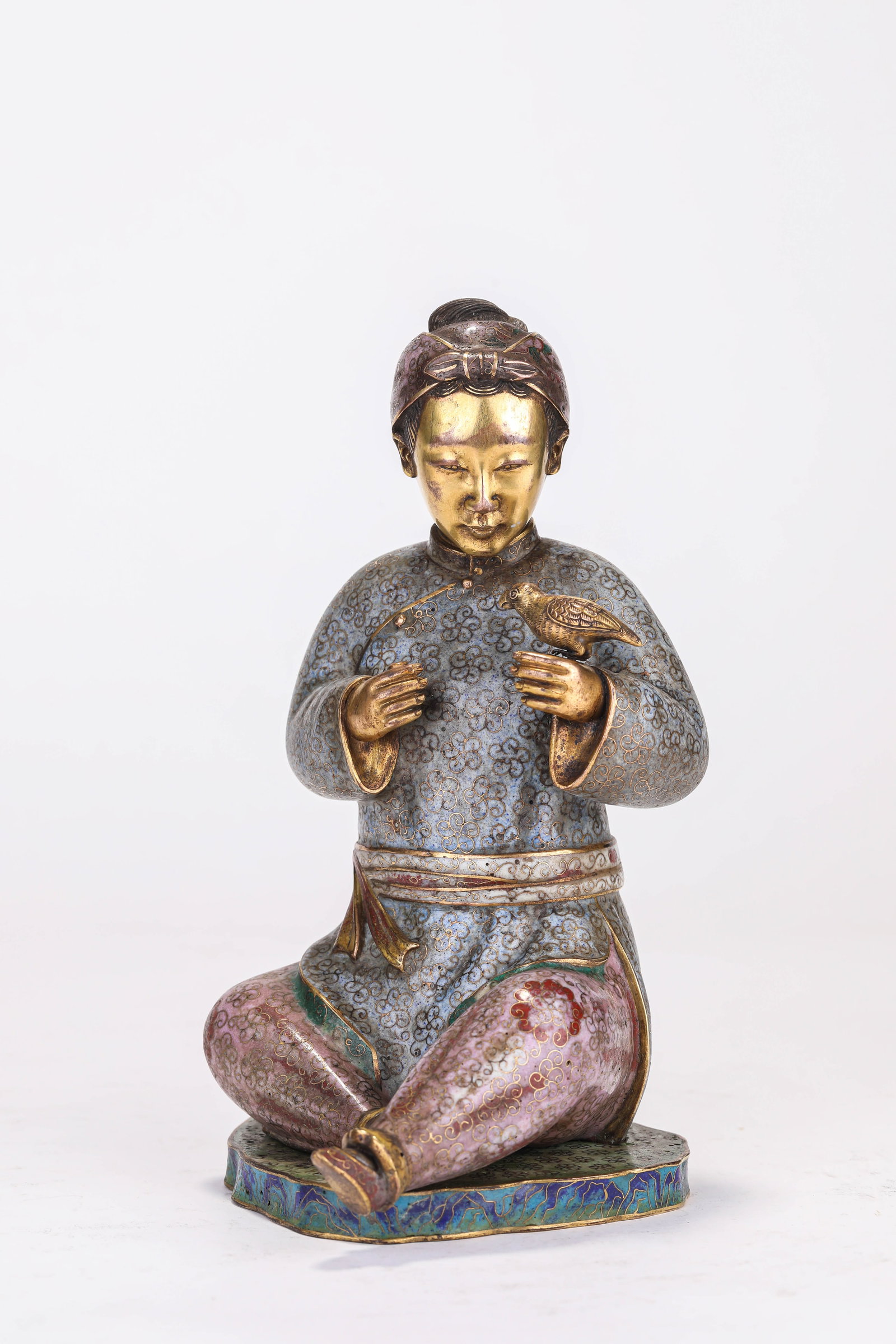 A CLOISONNE ENAMEL FIGURE (1 of 4)