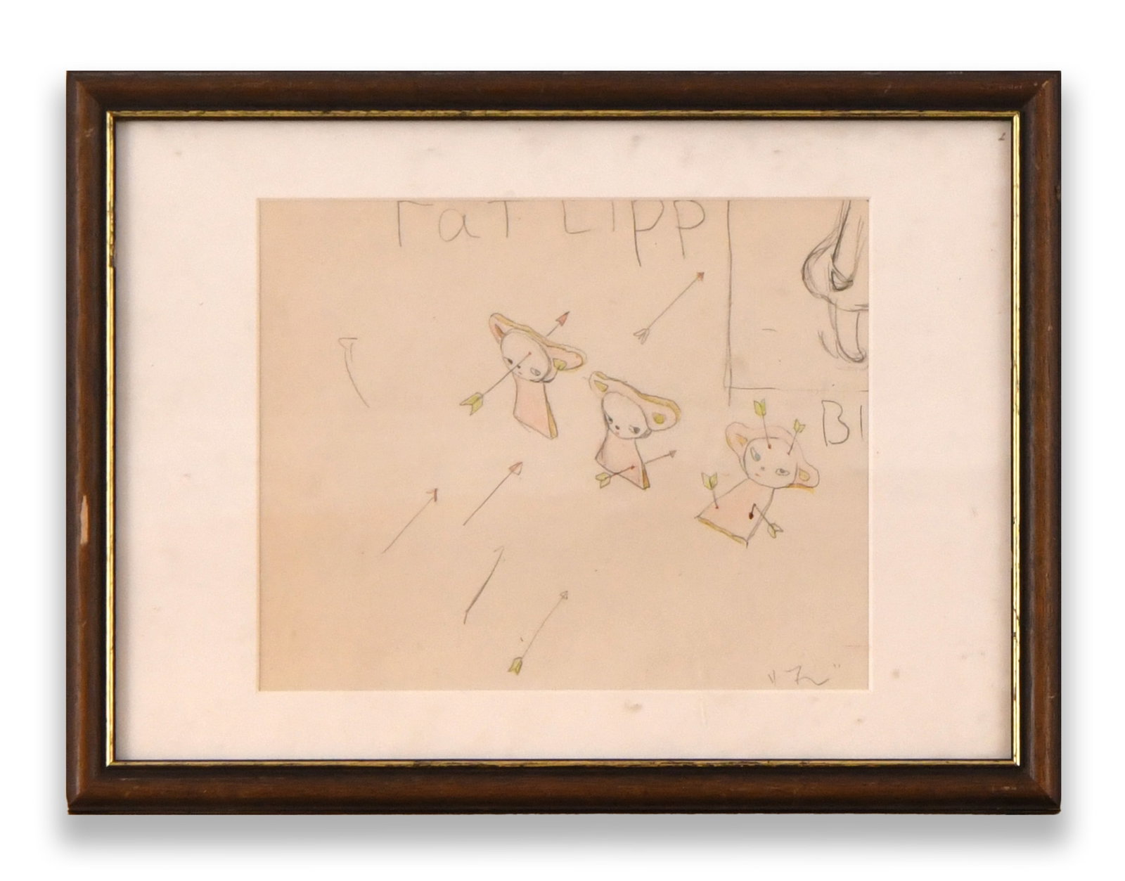 YOSHITOMO NARA (B. 1959), ATTRIBUTED TO, MIXED MEDIA ON PAPER: YOSHITOMO NARA (B. 1959), ATTRIBUTED TO, MIXED MEDIA ON PAPER YOSHITOMO NARA (B. 1959), ATTRIBUTED TO, MIXED MEDIA ON PAPER Provenance and Authenticity: This work is presented in the manner and style 