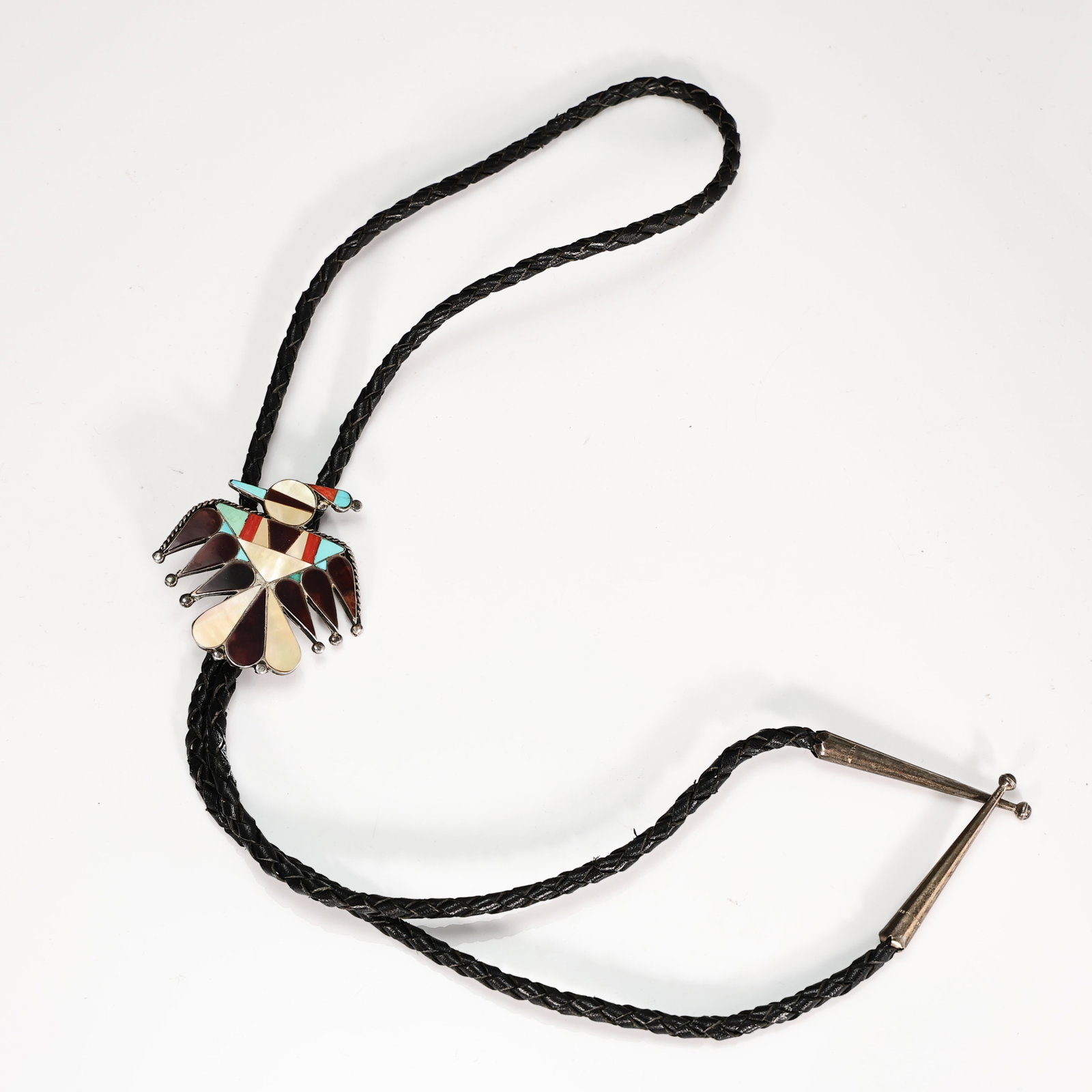 Native American Zuni Inlay Thunderbird Bolo Tie (1 of 7)