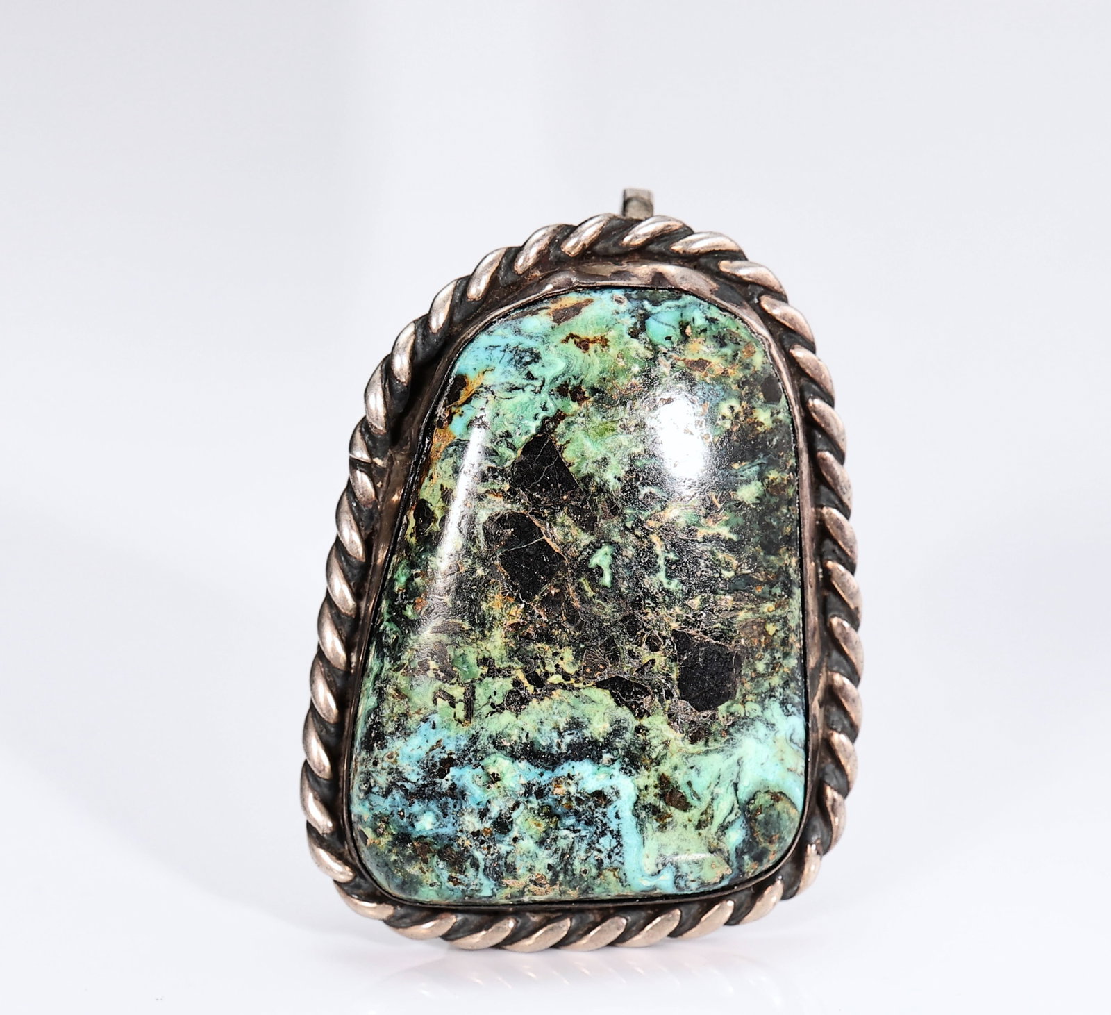 Navajo Sterling Silver Large Turquoise Pendant (1 of 7)