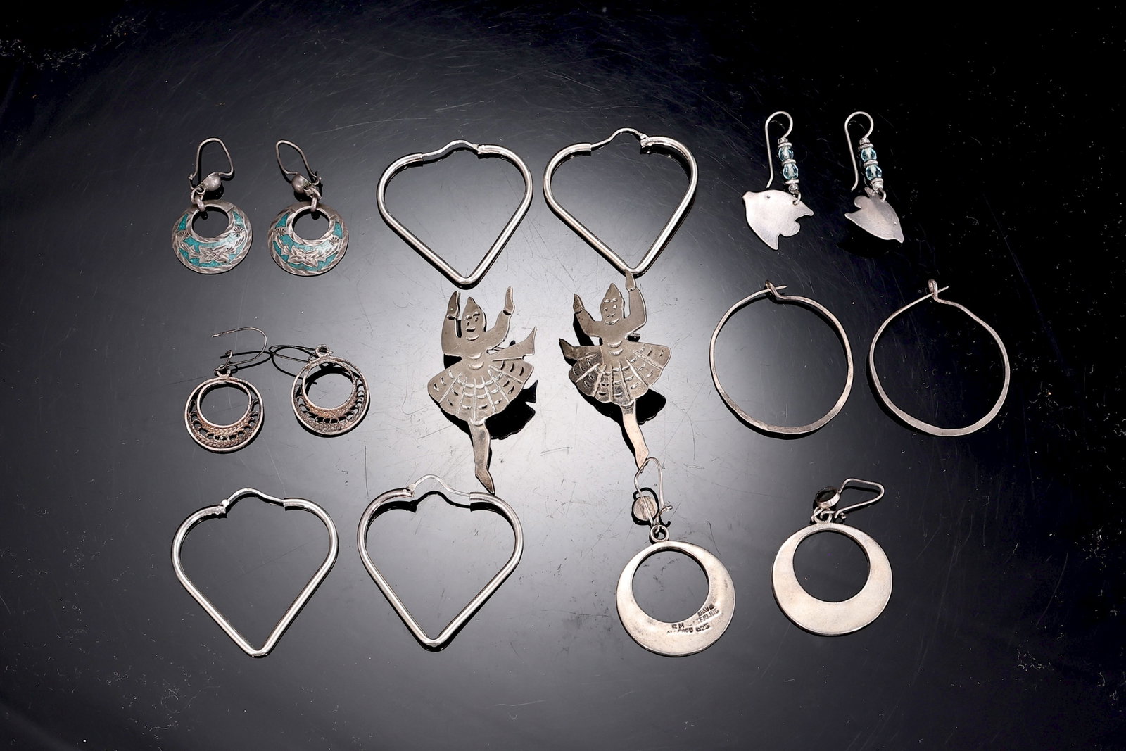 Group of Assorted Sterling Silver Earrings (1 of 7)