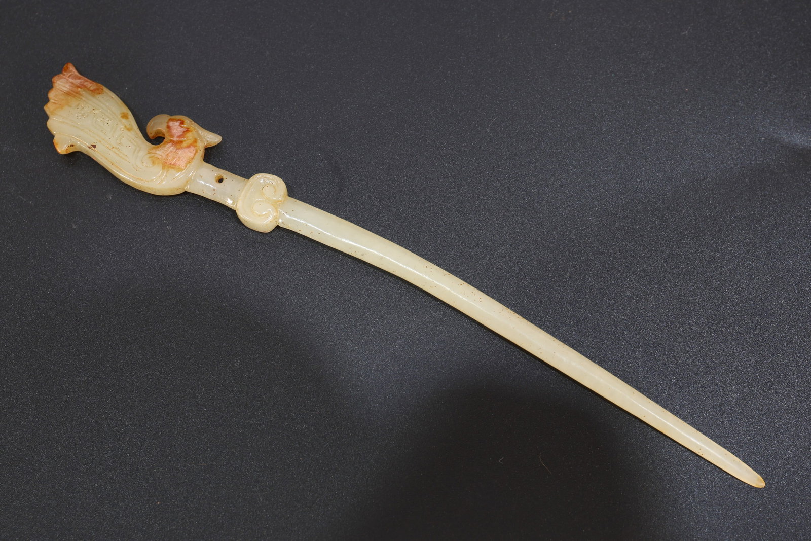 Jade Carved Phoenix Shape Hair Pin: Jade Carved Phoenix Shape Hair Pin (17 x 3 x 0.7cm)