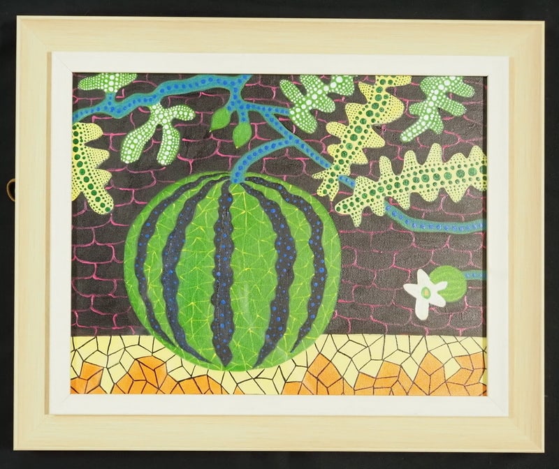 Drawing Watermelon Oil Painting,Yayoi Kusama Mark: Drawing Watermelon Oil Painting,Yayoi Kusama Mark (55 x 46cm)