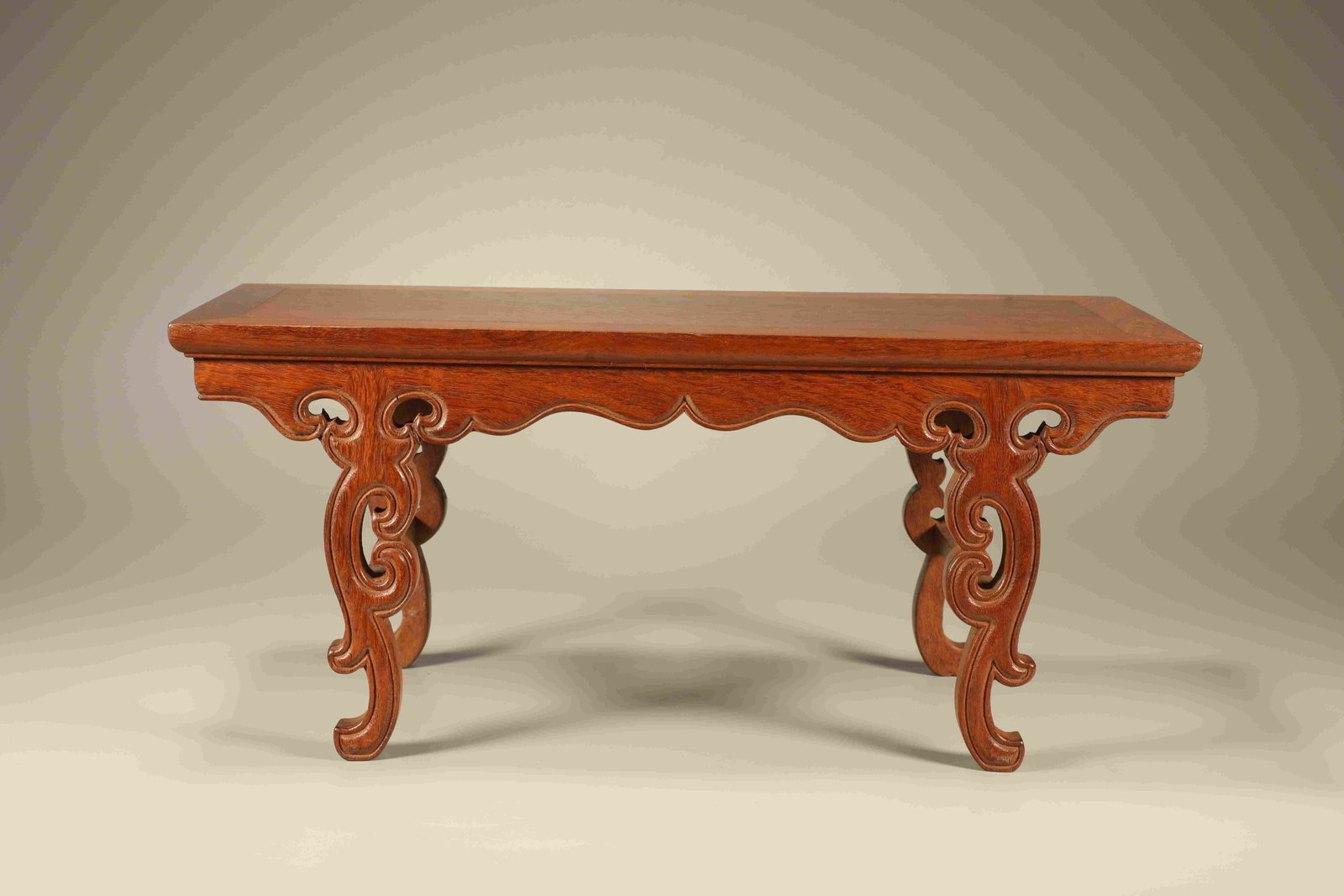 Huanghuali Wood Carved Reishi Mushroom Pattern Table (1 of 6)