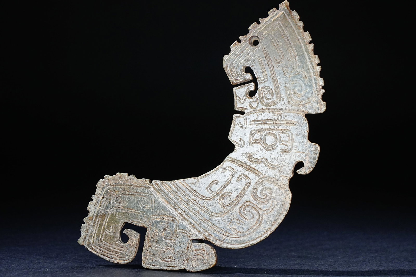 Jade Carved Beast Face Pattern Bird Shape Bi (1 of 8)