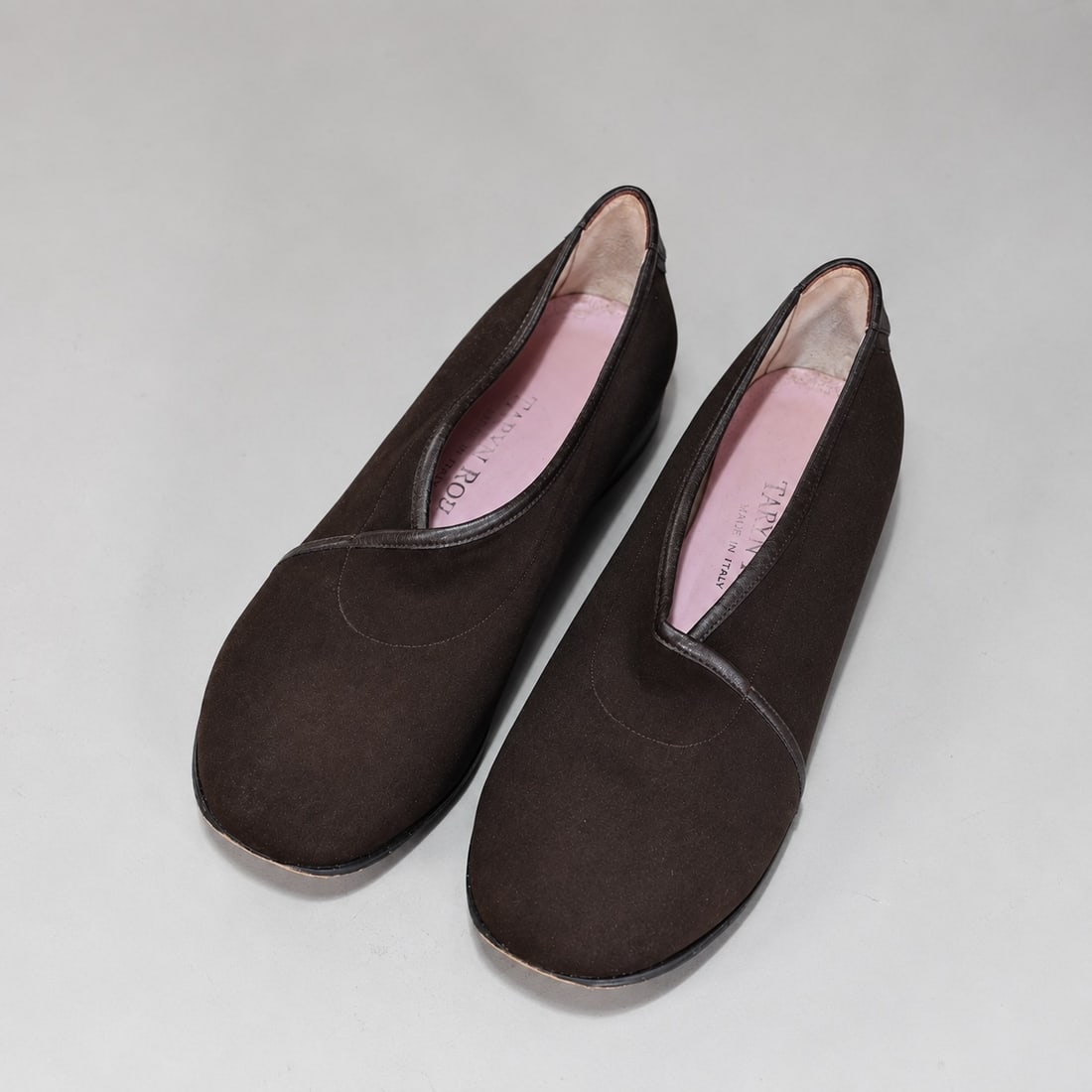 Taryn Rose Brown Suede Leather Block Heel Pumps, Made in Italy, Size 41 (1 of 6)