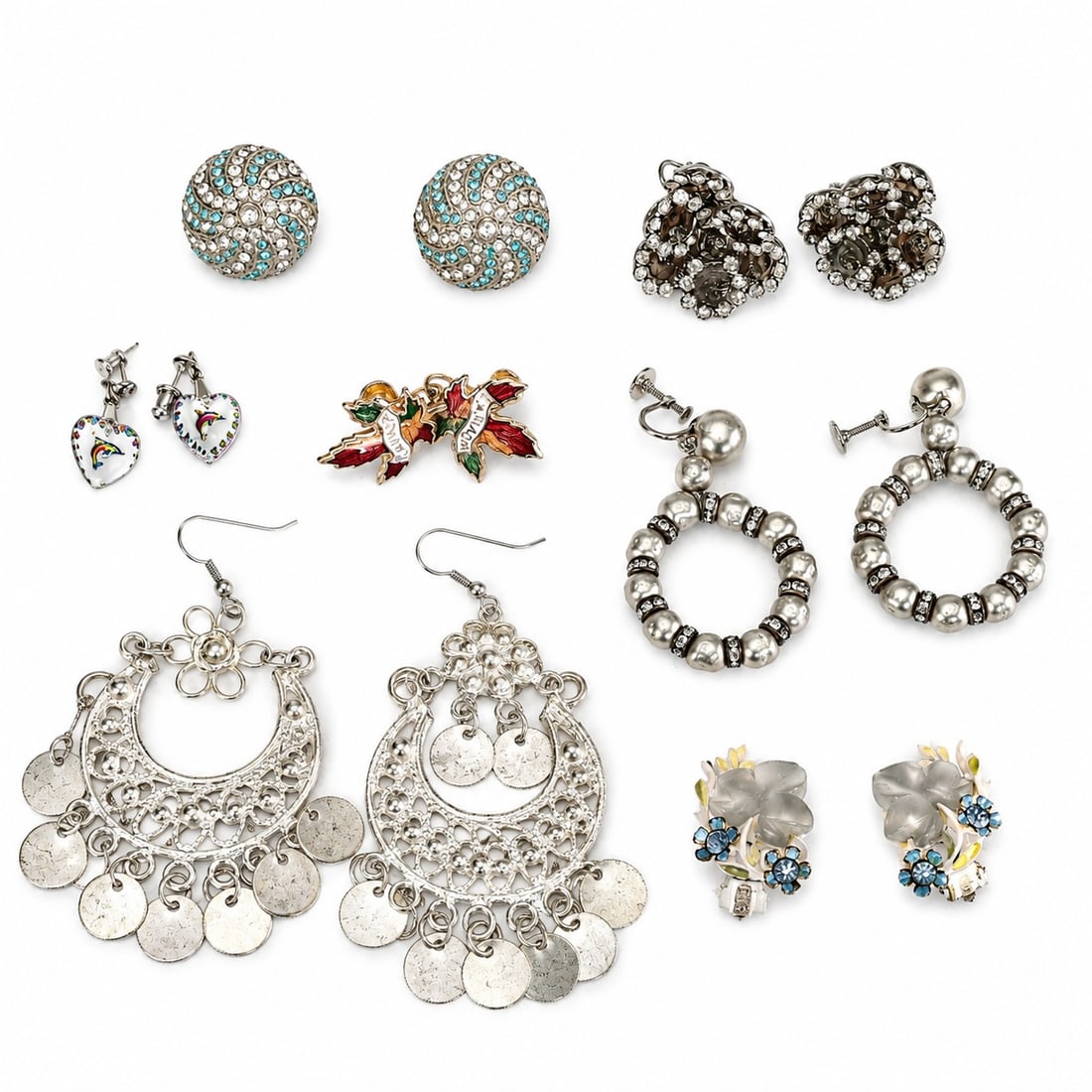 Costume Jewelry Earrings Including Rhinestone, Enamel Dangle Styles (1 of 5)
