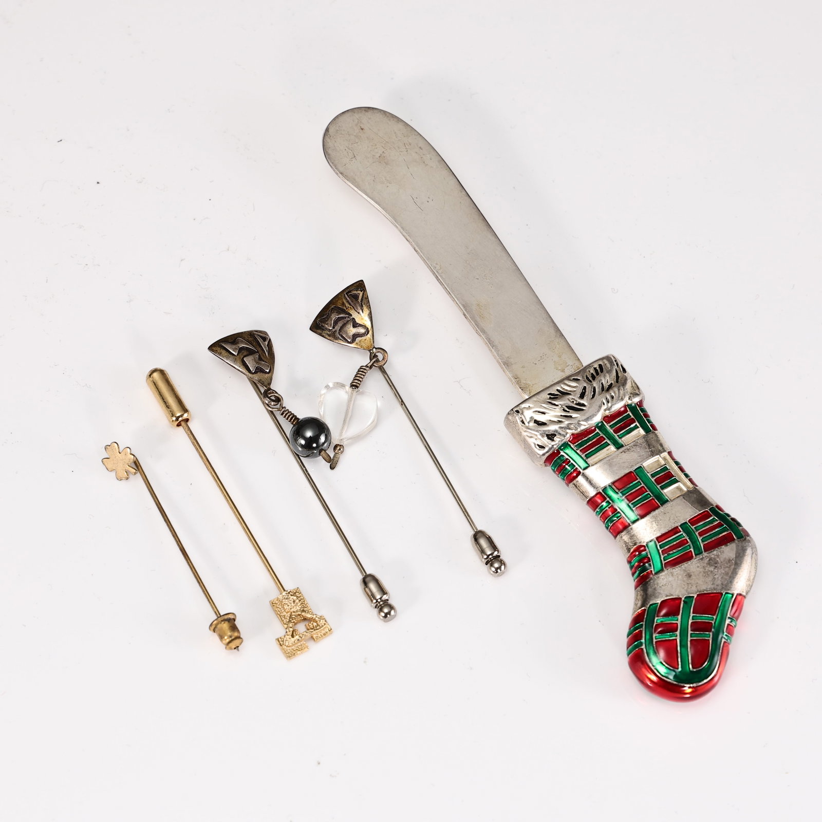 Christmas Stocking Letter Opener With Gold Tone Stick Pins (1 of 5)