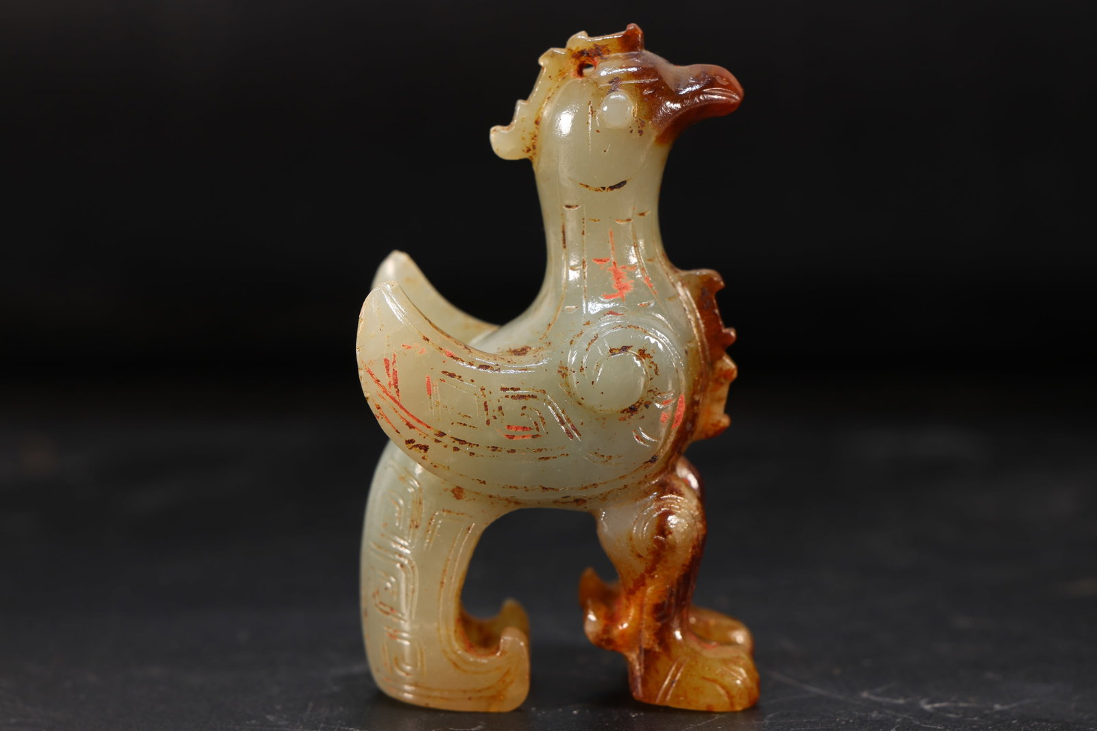 Jade Carved Beast Face Pattern Bird Shape Ornament (1 of 10)