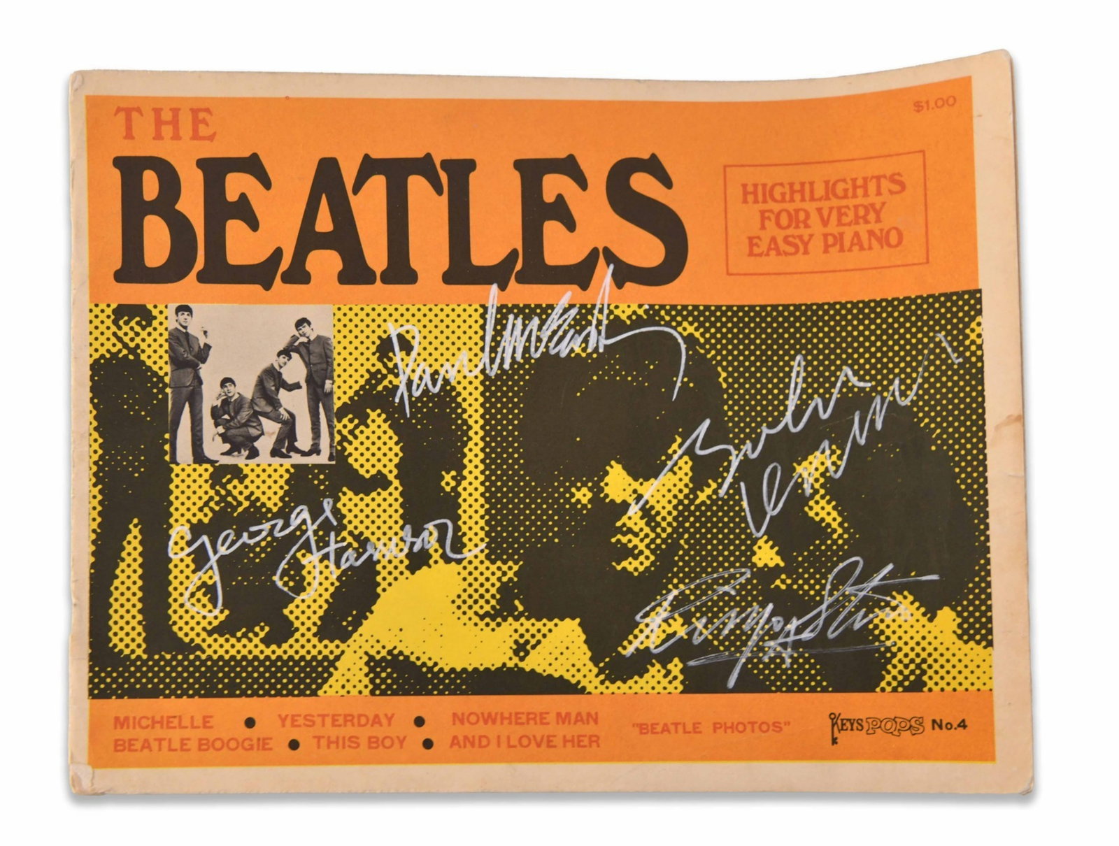 SIGNED BEATLES MAGAZINE: SIGNED BEATLES MAGAZINE SIGNED BEATLES MAGAZINE Provenance and Authenticity: This lot is catalogued as signed music memorabilia based on the supplied photographic record, including 2 catalogue photogr