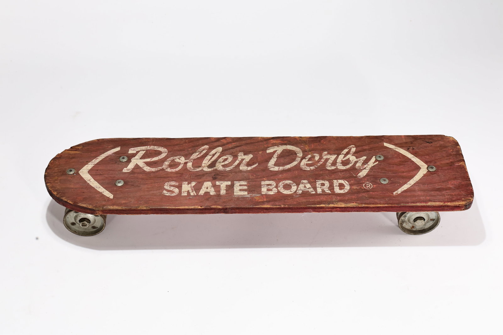 1960s Roller Derby #10 Skateboard Red Wood with White Graphics (1 of 5)