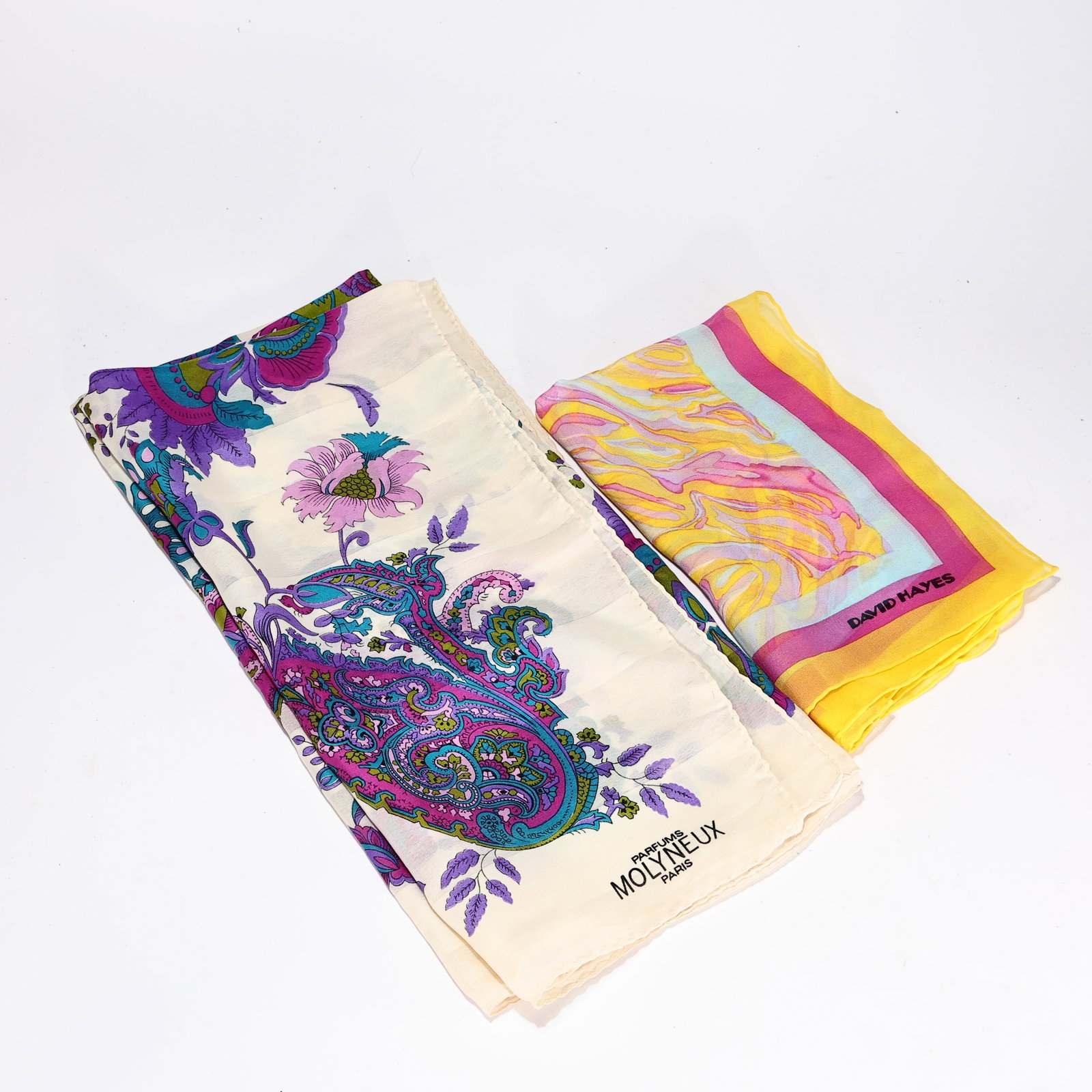 Vintage Molyneux Paris Scarf with David Hayes Silk Scarf (1 of 6)