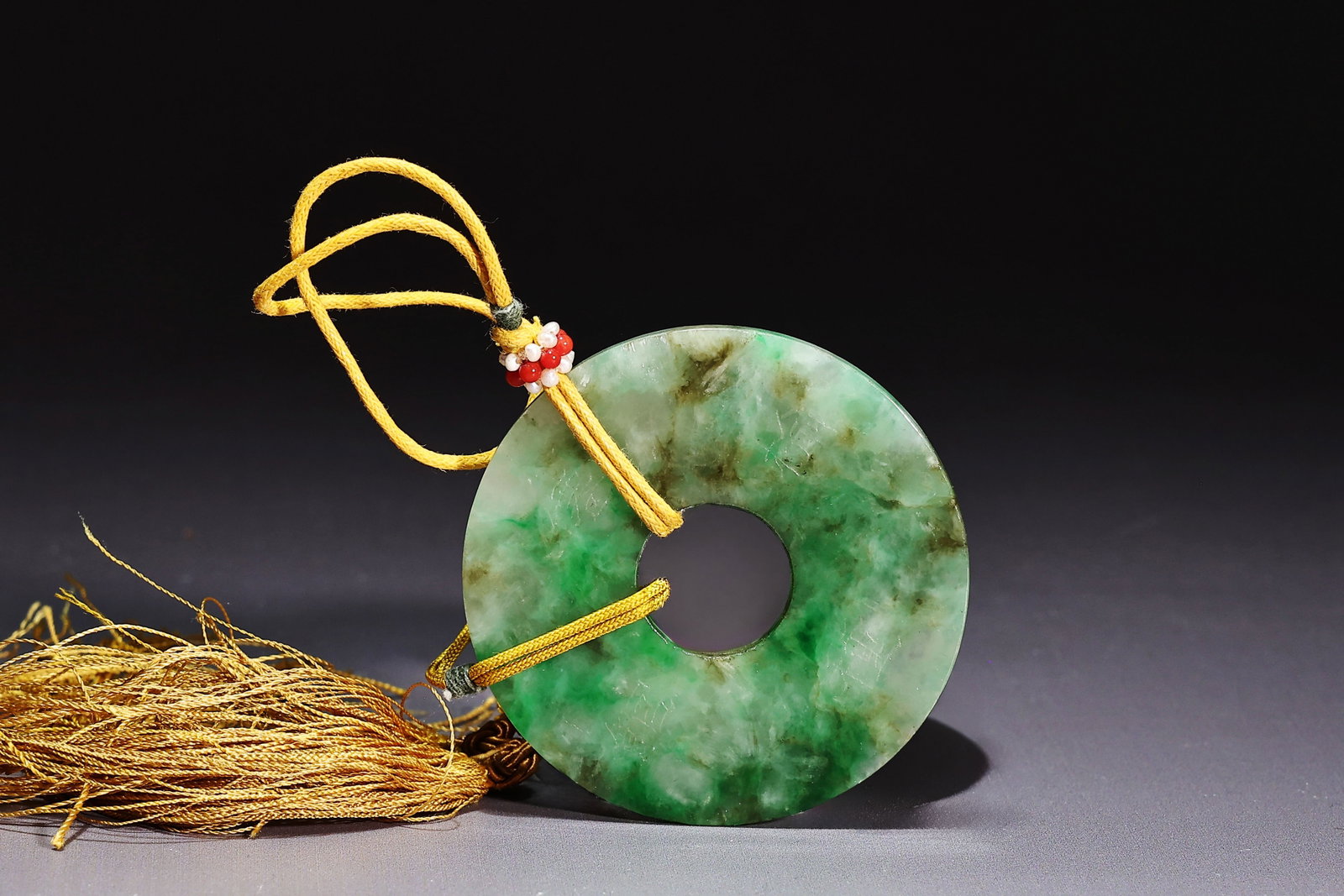 Chinese Green Jadeite Circle Pendant With Landscape Pattern (1 of 7)