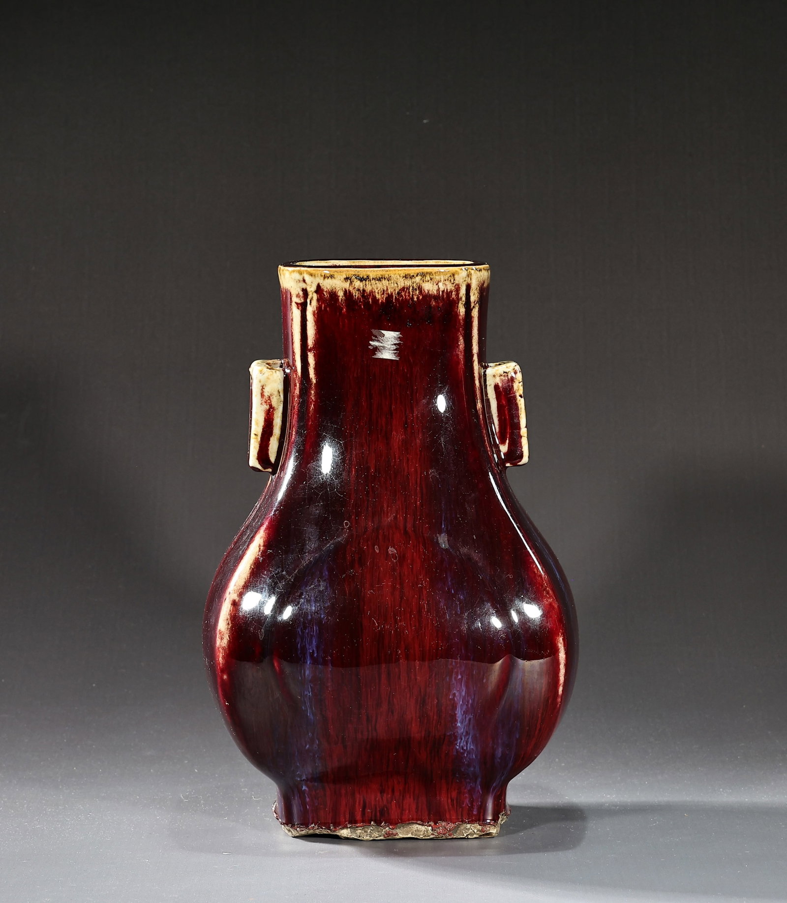 Chinese Flambe Glazed Double Eared Porcelain Vase (1 of 8)
