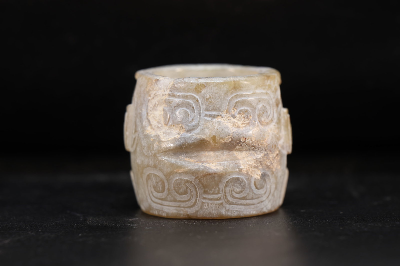 Jade Carved Beast Face Pattern Thumb Ring - 3