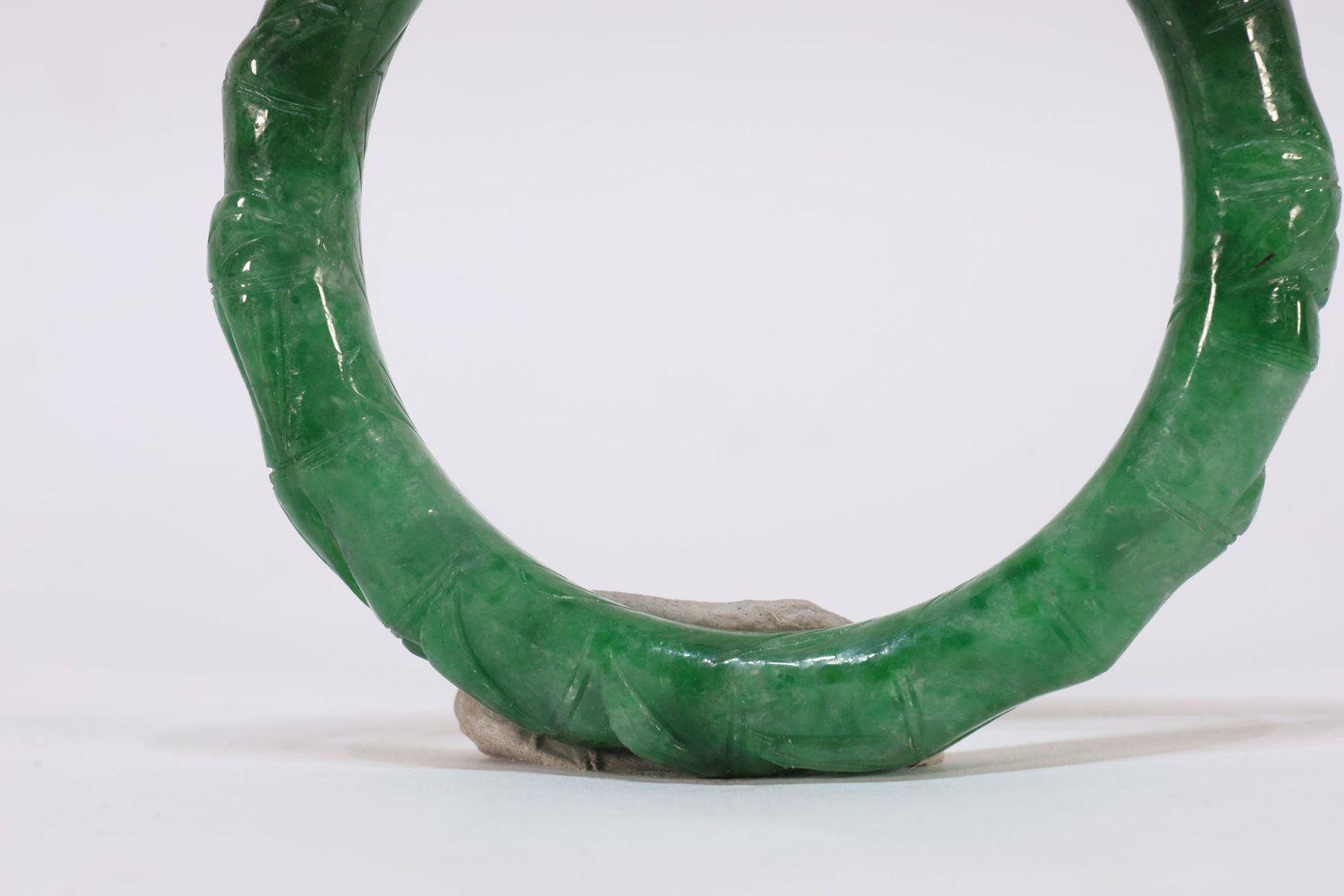 Jadeite Carved Bamboo Pattern Bangle - 3