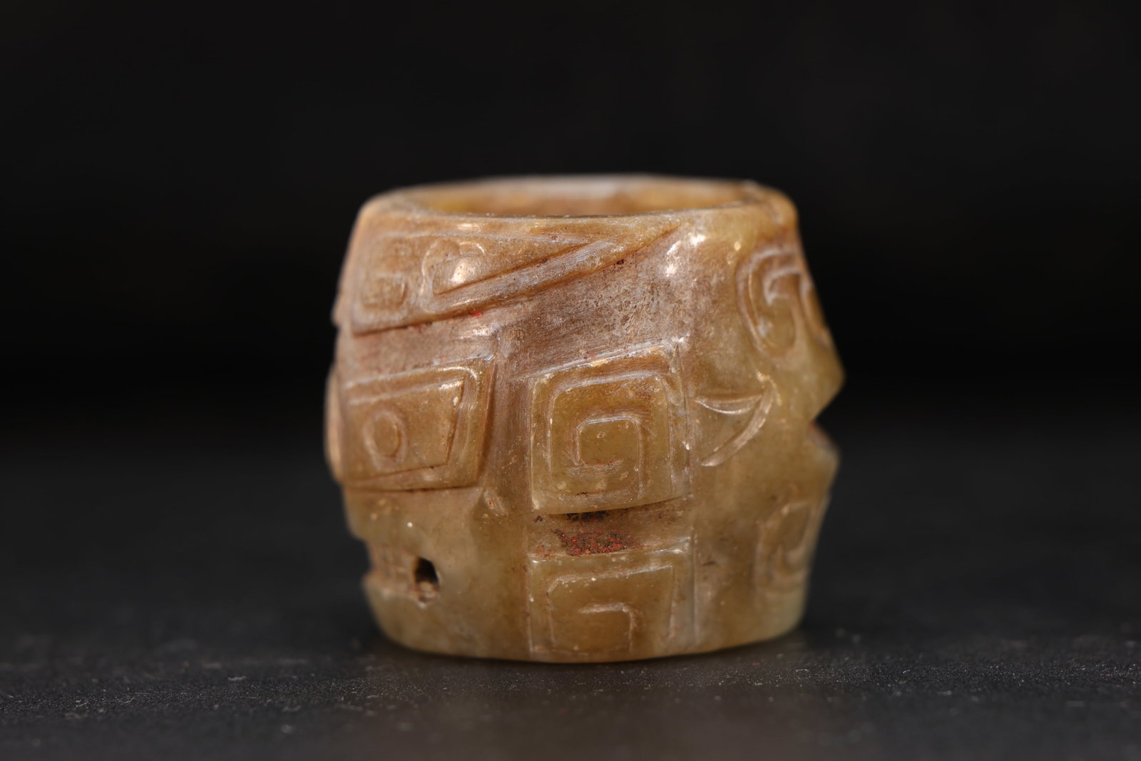 Jade Carved Beast Face Pattern Thumb Ring - 2