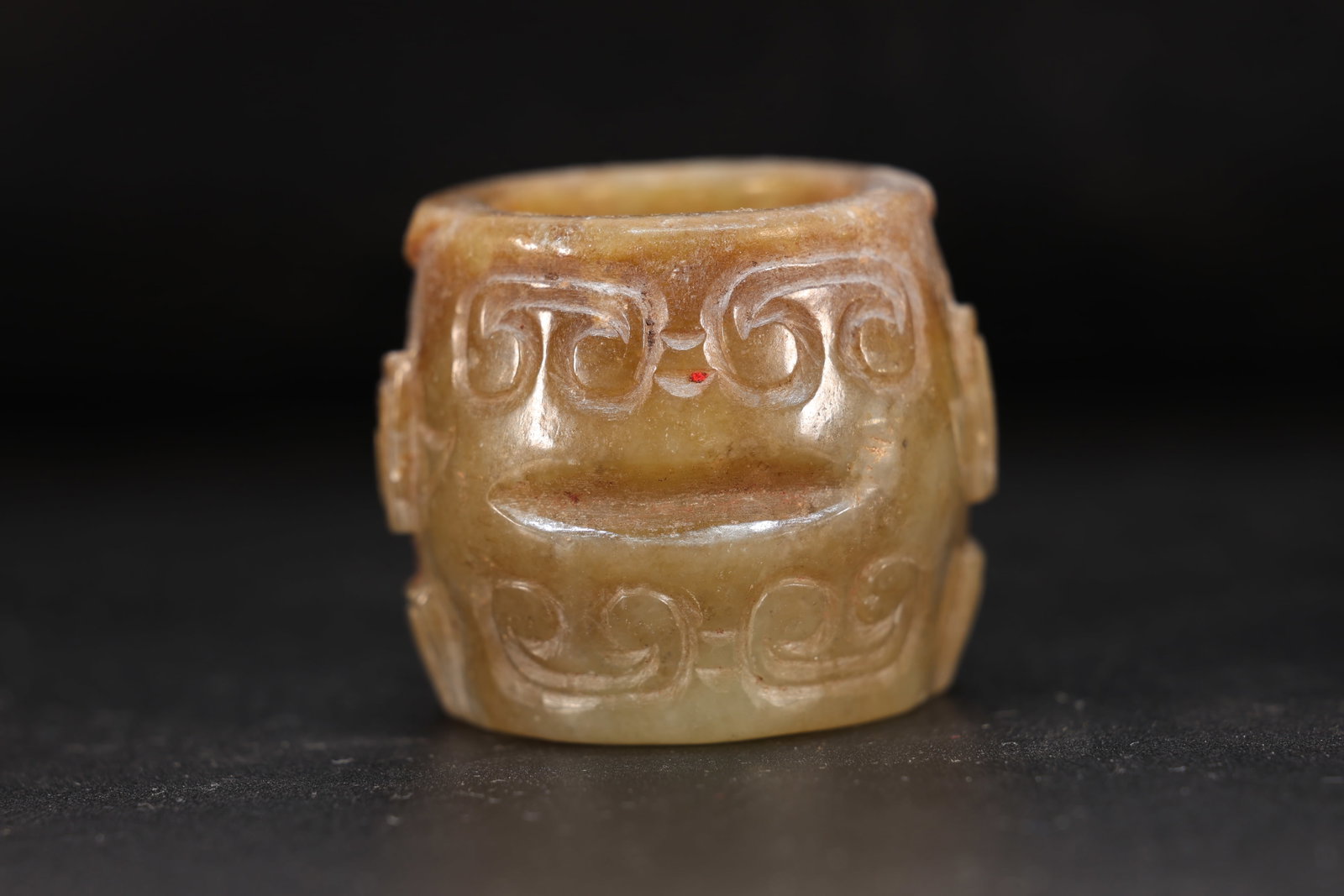Jade Carved Beast Face Pattern Thumb Ring - 3