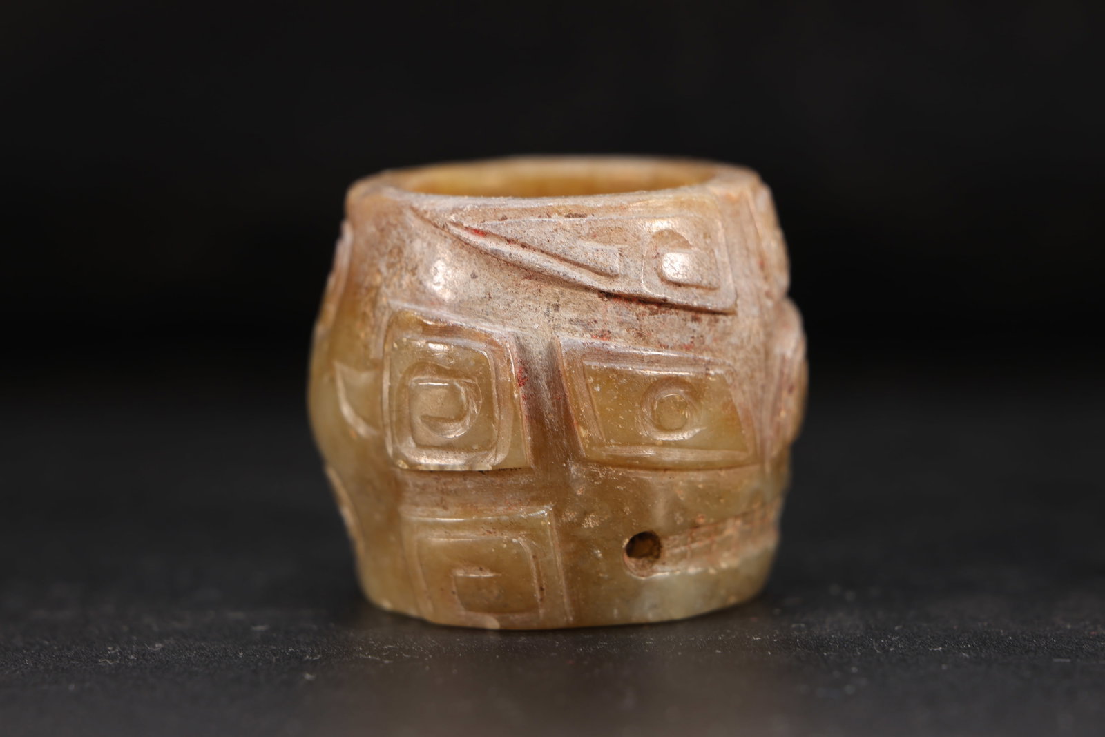 Jade Carved Beast Face Pattern Thumb Ring - 4