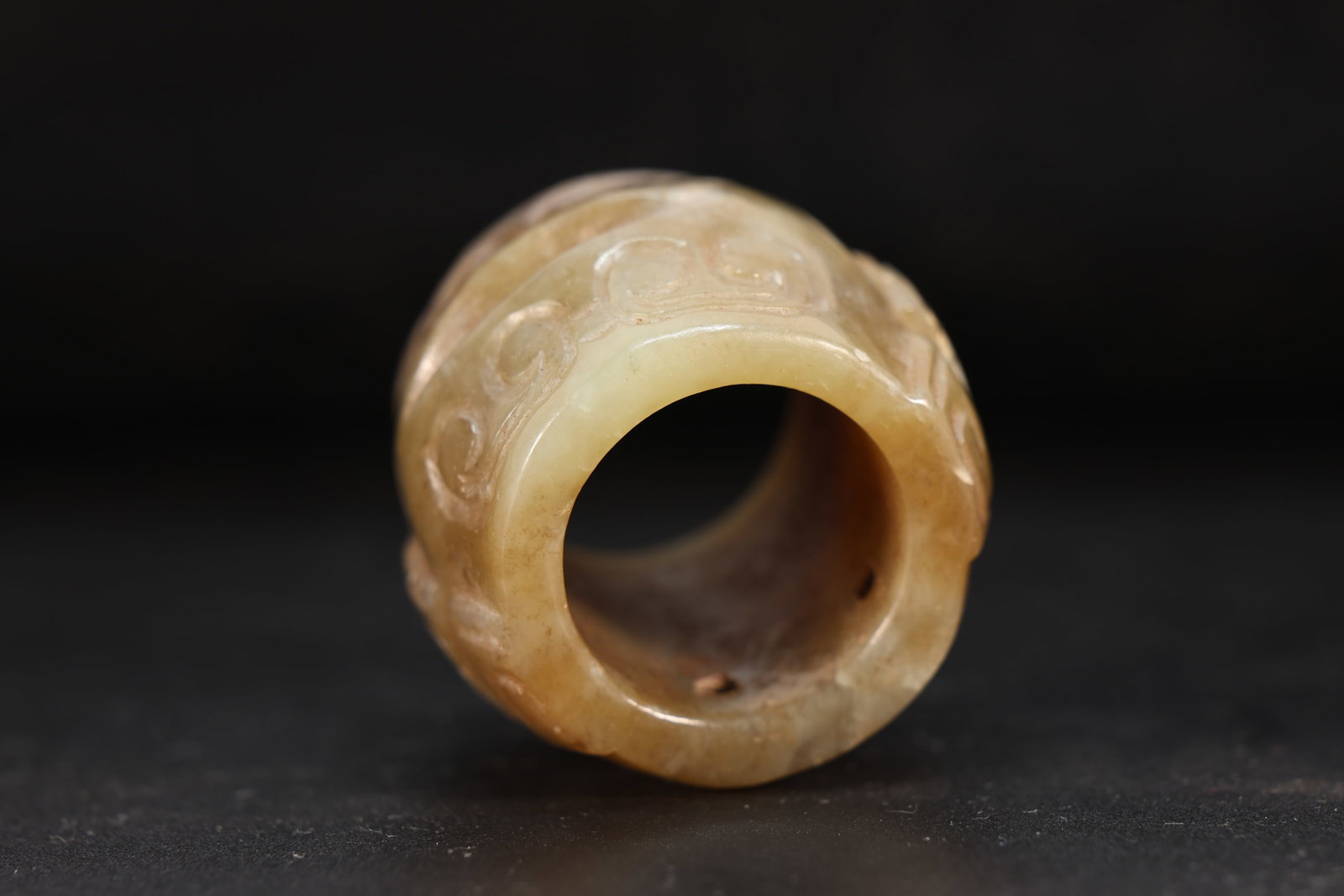 Jade Carved Beast Face Pattern Thumb Ring - 6