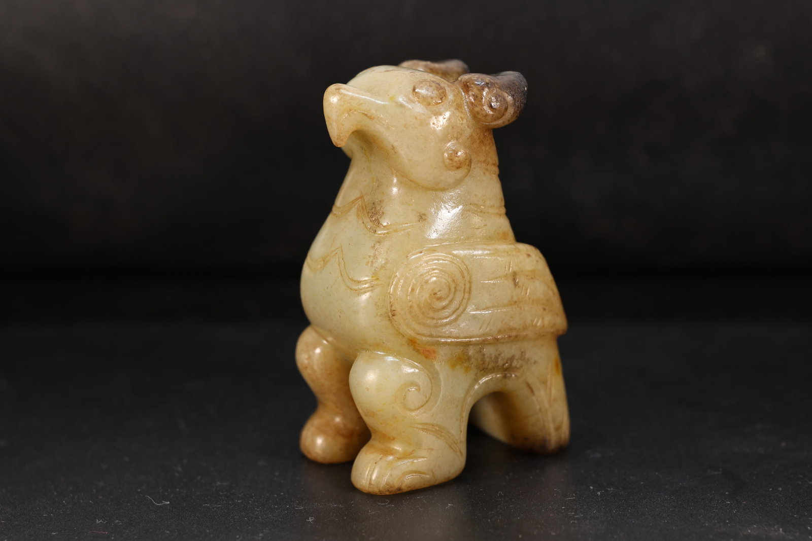 Jade Carved Beast Face Pattern Bird Shape Ornament (1 of 6)
