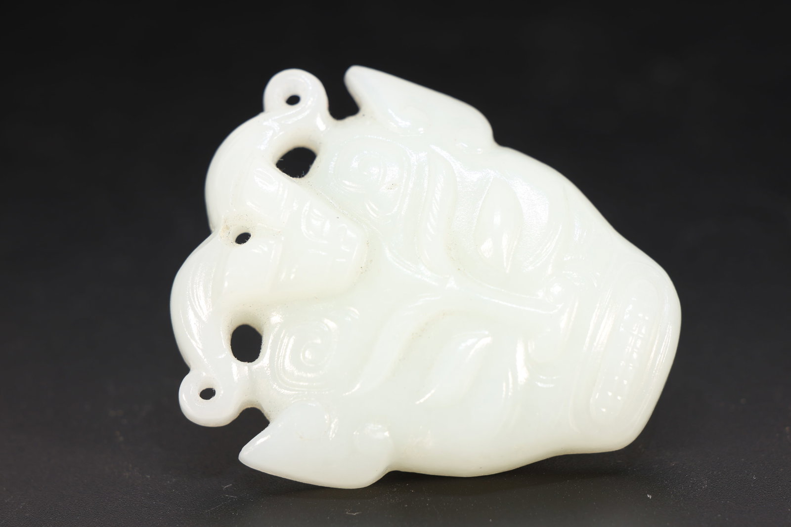 Jade Carved Beast Face Pattern Bi - 2