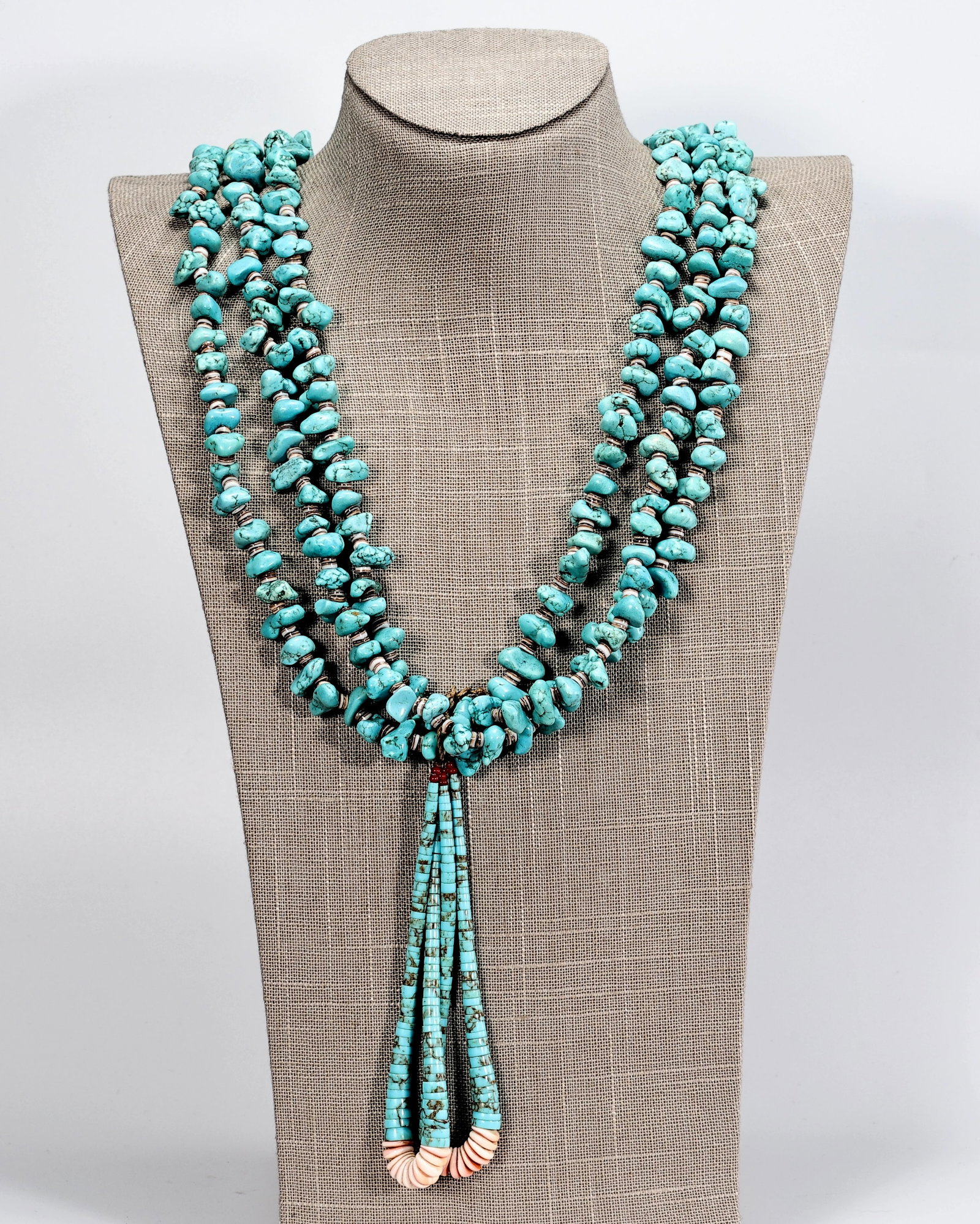 Santo Domingo Pueblo Multi-stand Natural Turquoise, Shell Necklace (1 of 7)