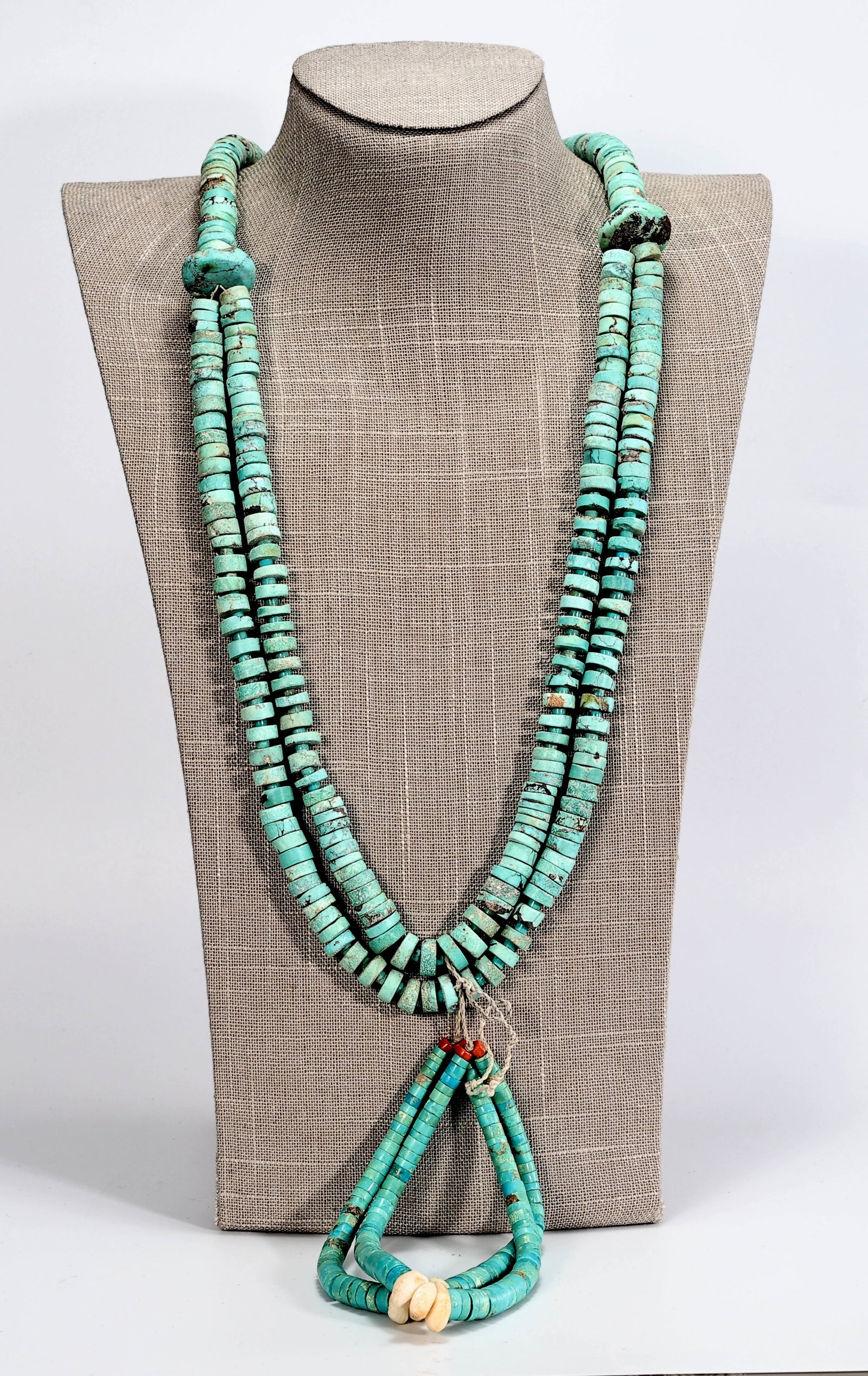 Santo Domingo Pueblo Multi-stand Natural Turquoise, Coral, Shell Necklace (1 of 7)