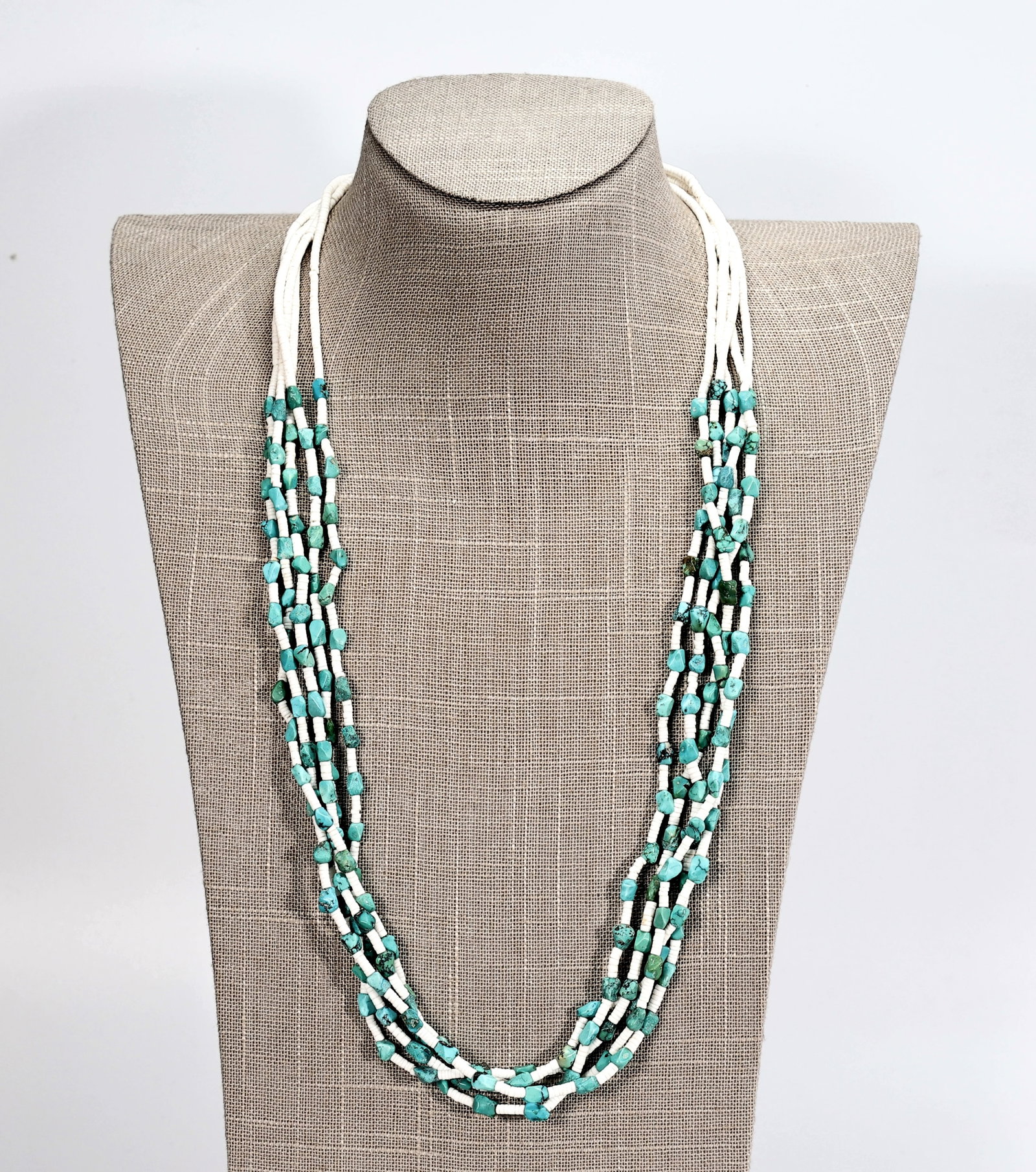 Santo Domingo Pueblo Multi-stand Natural Turquoise Necklace (1 of 6)