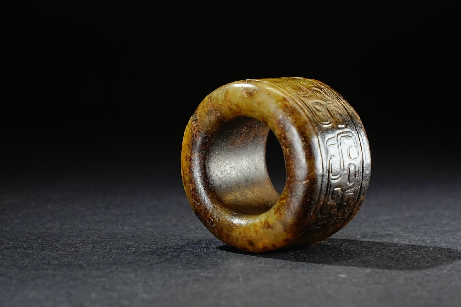 Jade Carved Dragon Pattern Thumb Ring - 3