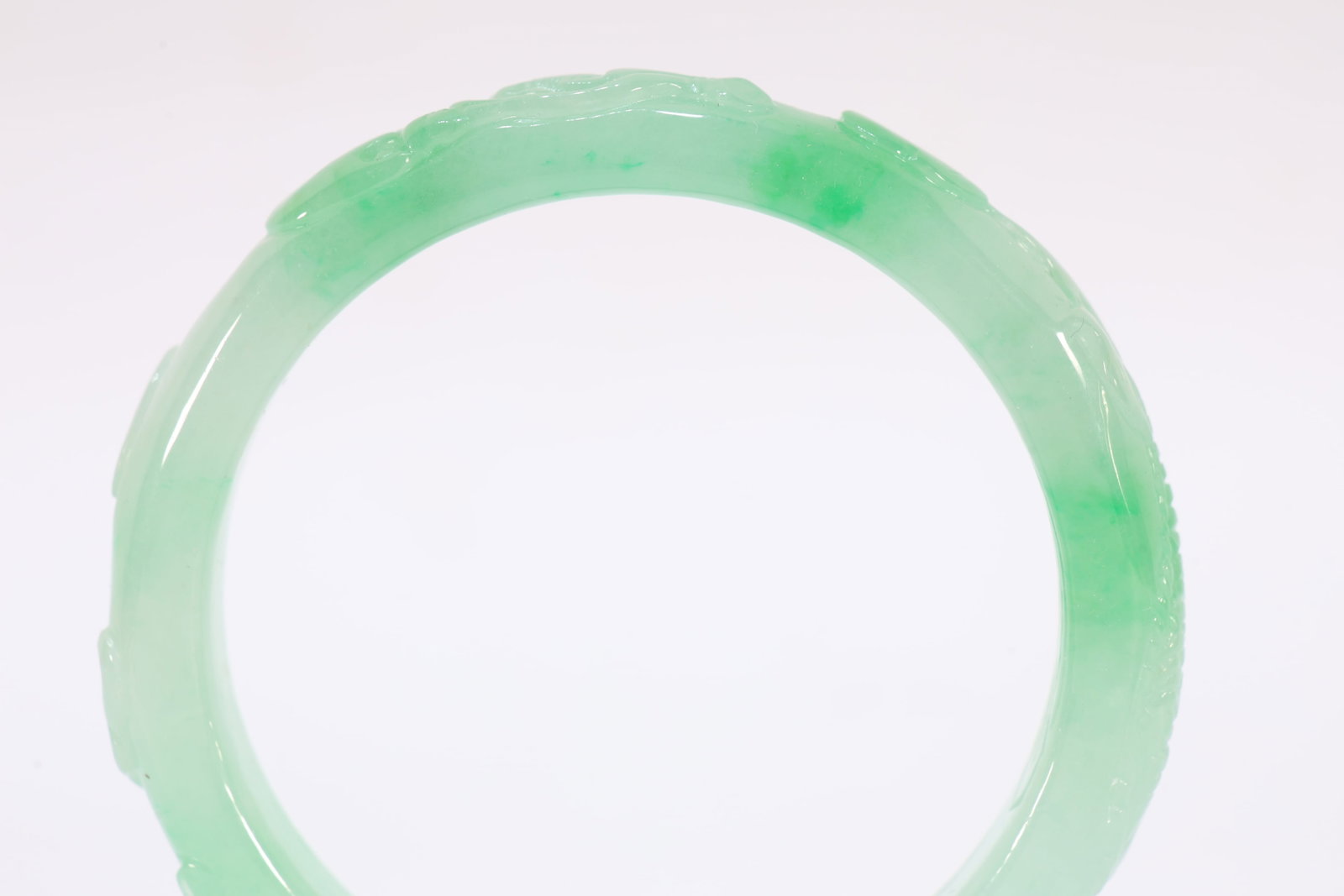 Jadeite Carved Dragon Pattern Bangle - 2
