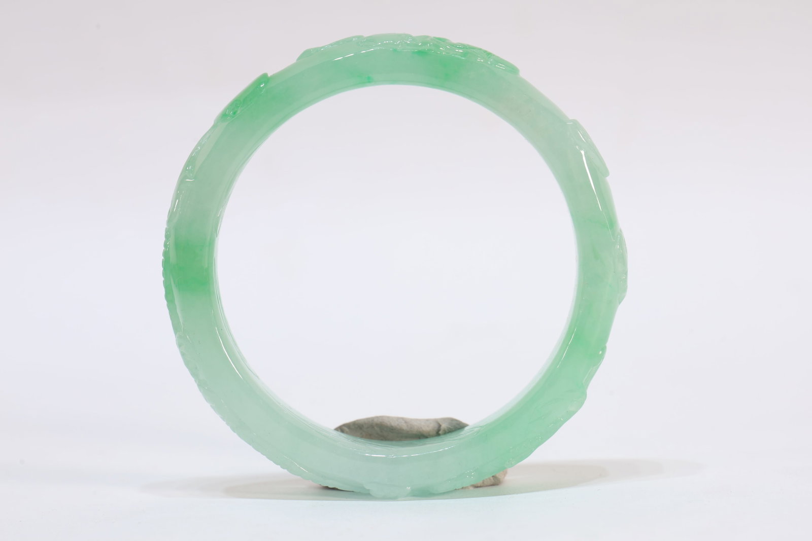 Jadeite Carved Dragon Pattern Bangle - 4