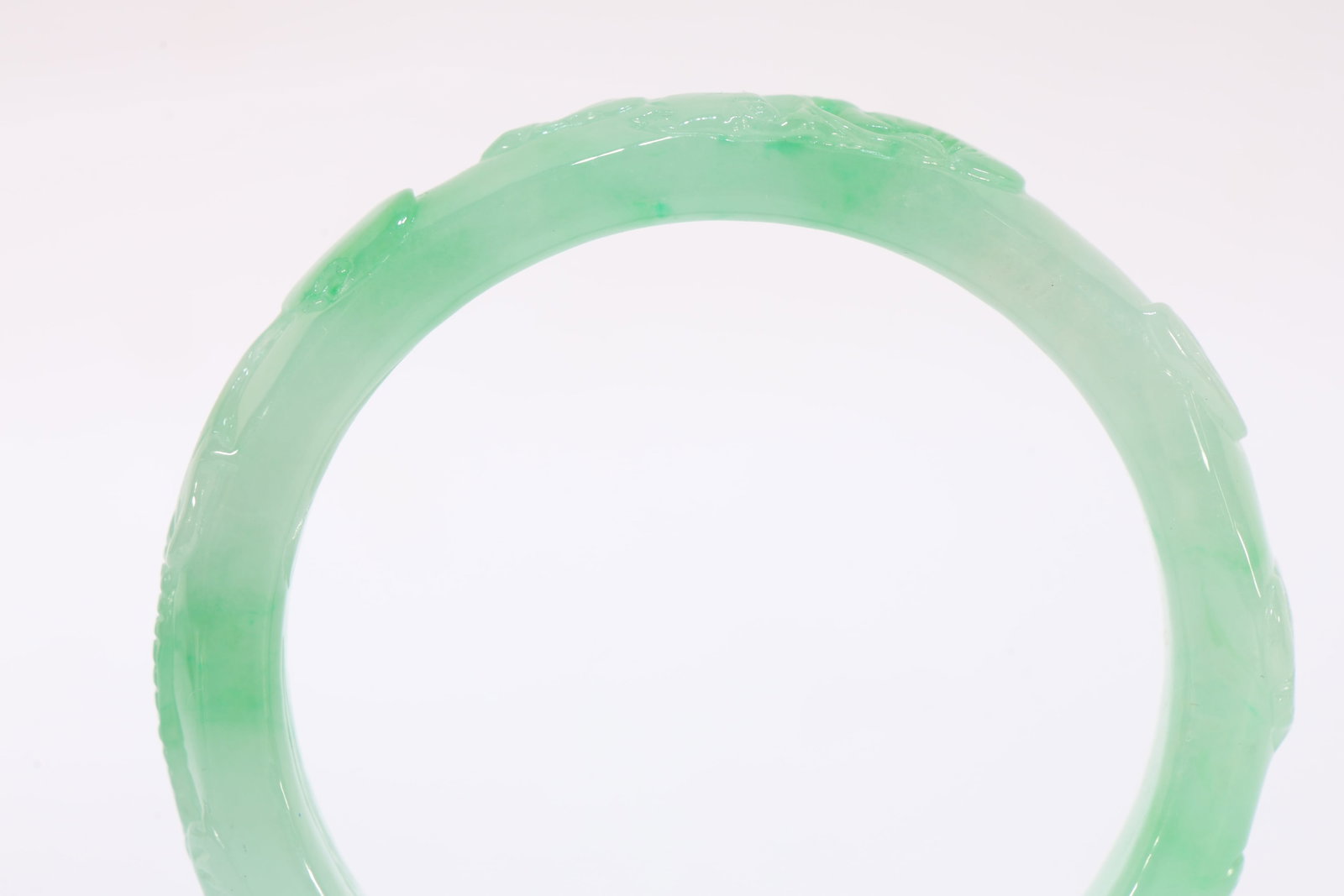 Jadeite Carved Dragon Pattern Bangle - 5