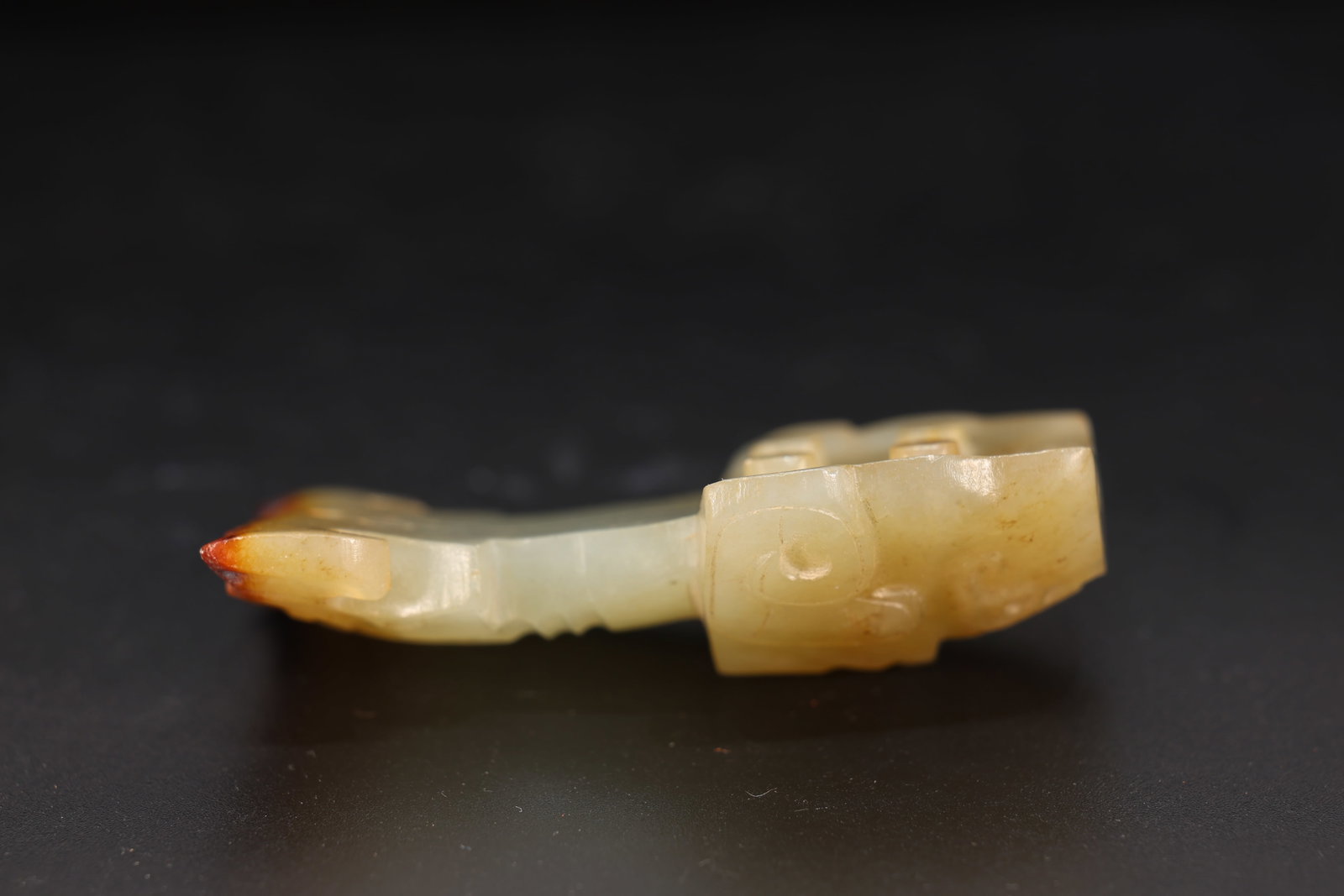 Jade Carved Beast Face Pattern Stick - 7