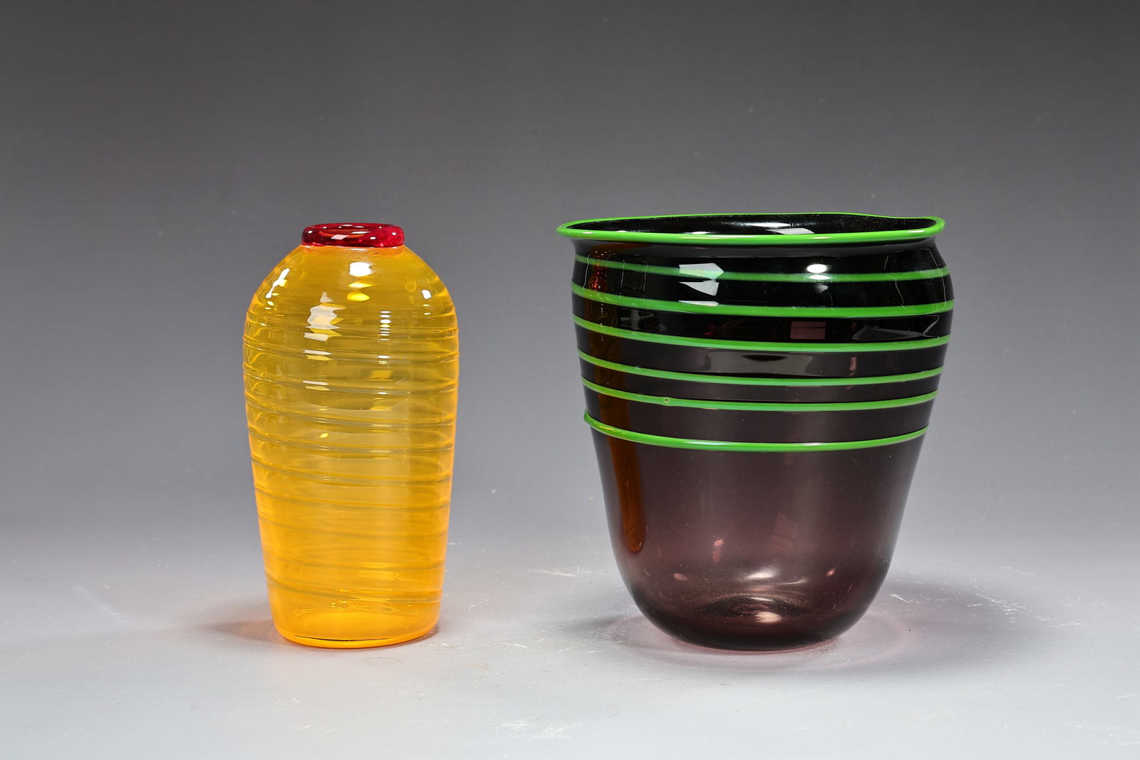 Two Coloured Glass Waved Vases (1 of 7)