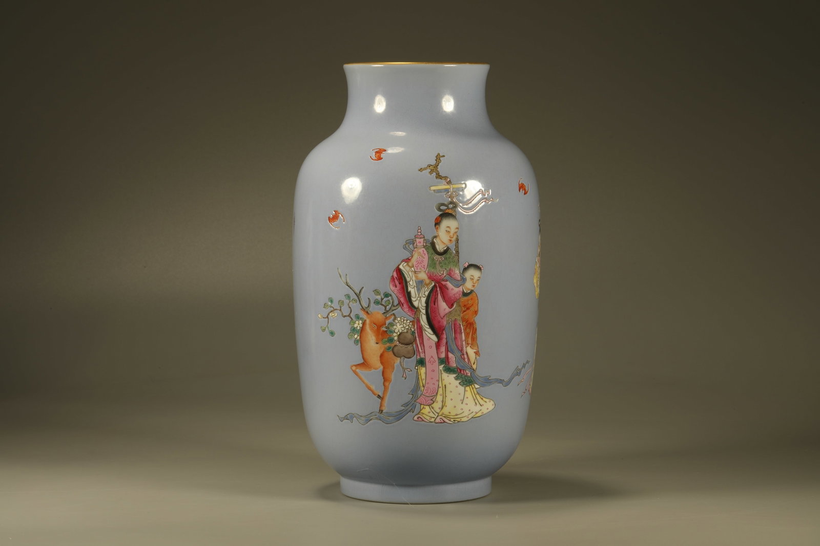 Famille Rose Character Story and Poetry Pattern Porcelain Vase: Famille Rose Character Story and Poetry Pattern Porcelain Vase (24 x 13cm)