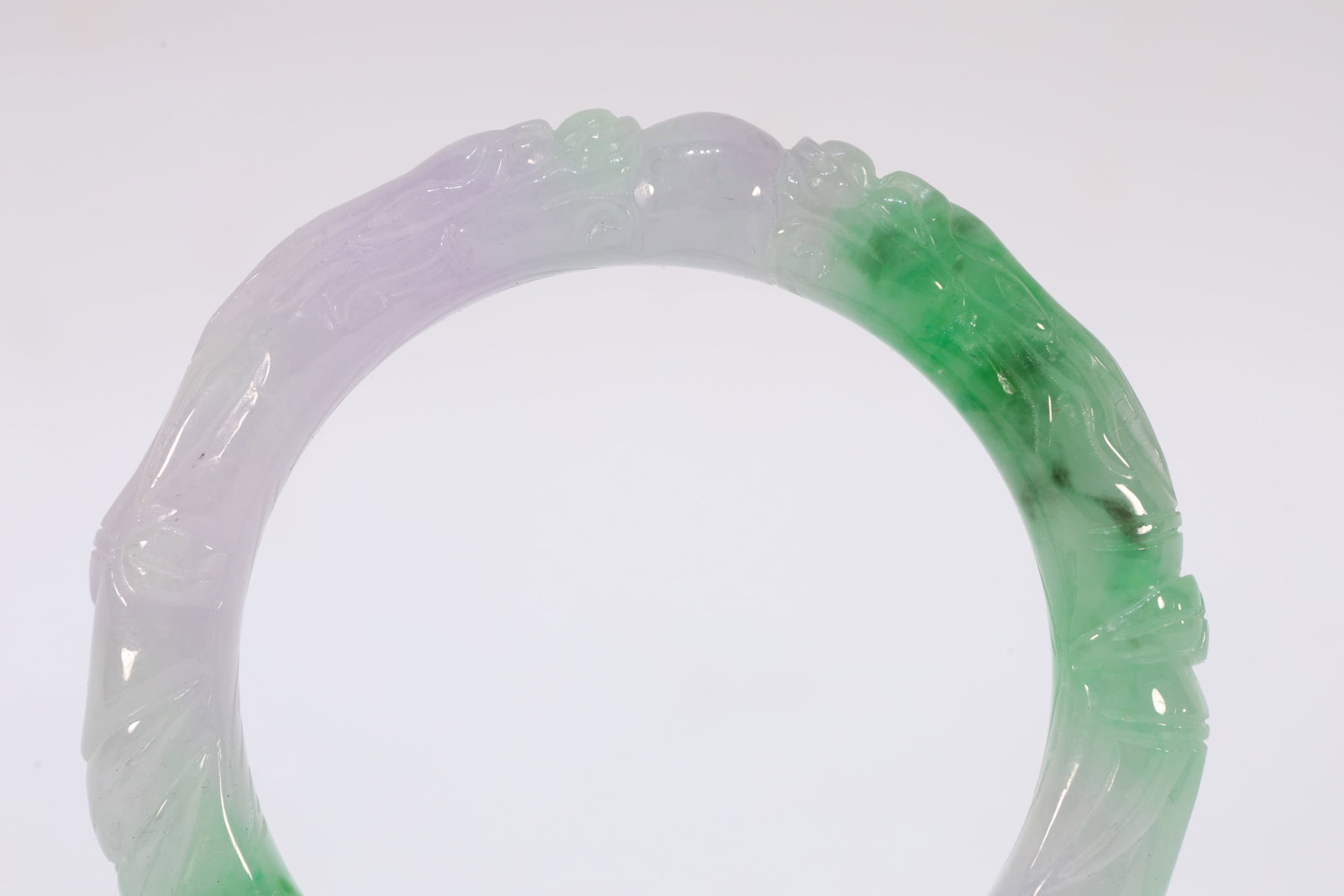 Jadeite Carved Dragon Pattern Bangle - 2