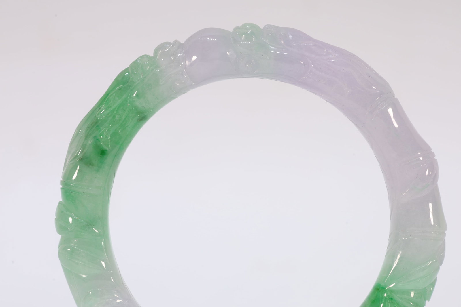 Jadeite Carved Dragon Pattern Bangle - 5