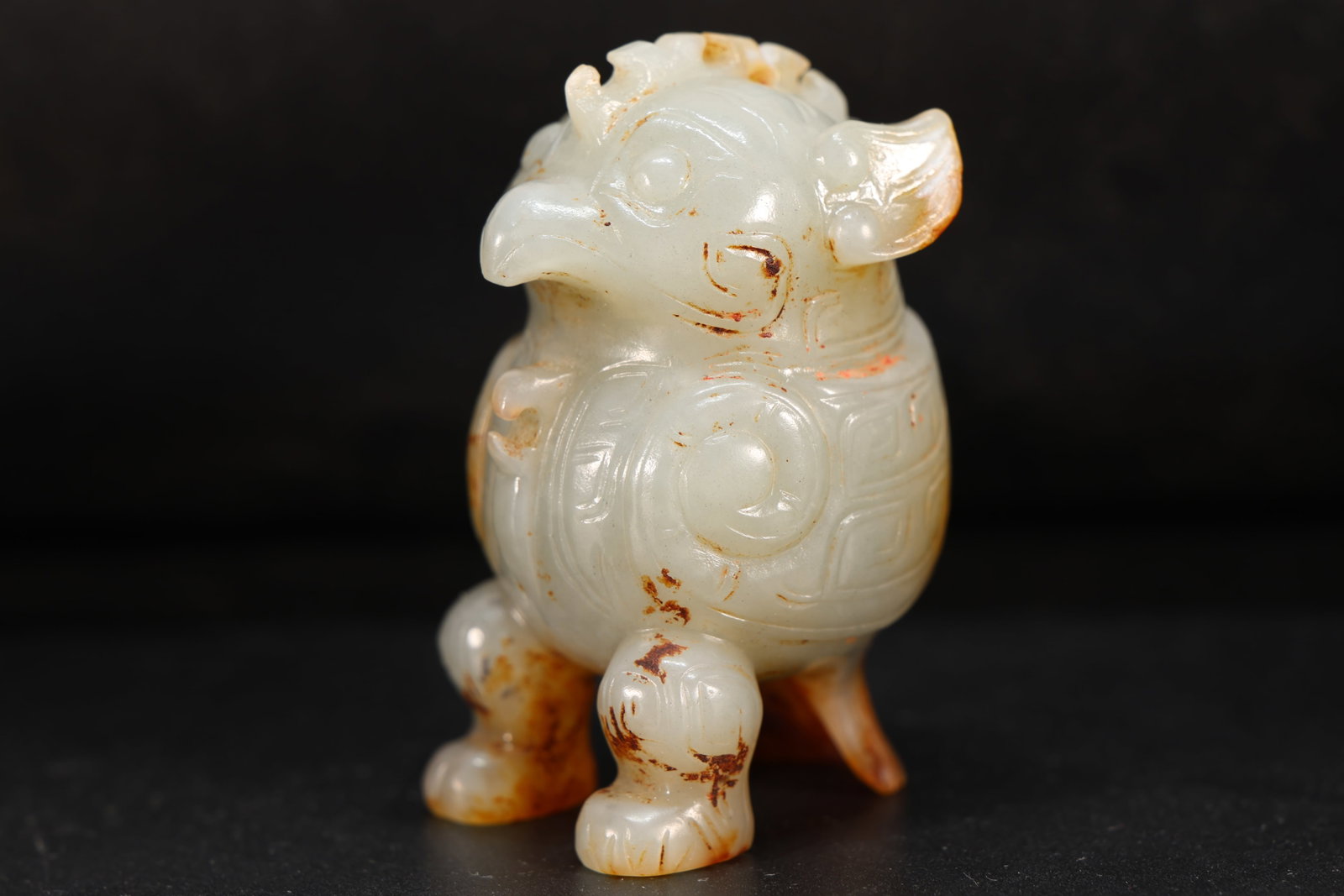 Jade Carved Beast Face Pattern Bird Shape Ornament (1 of 6)