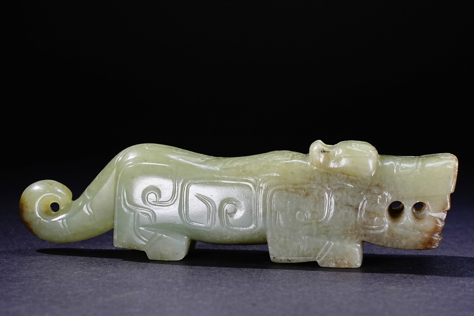 Jade Carved Beast Face Pattern Tiger Shape Ornament (1 of 9)