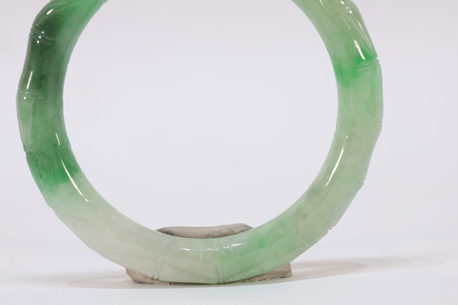 Jadeite Carved Bamboo Pattern Bangle - 3
