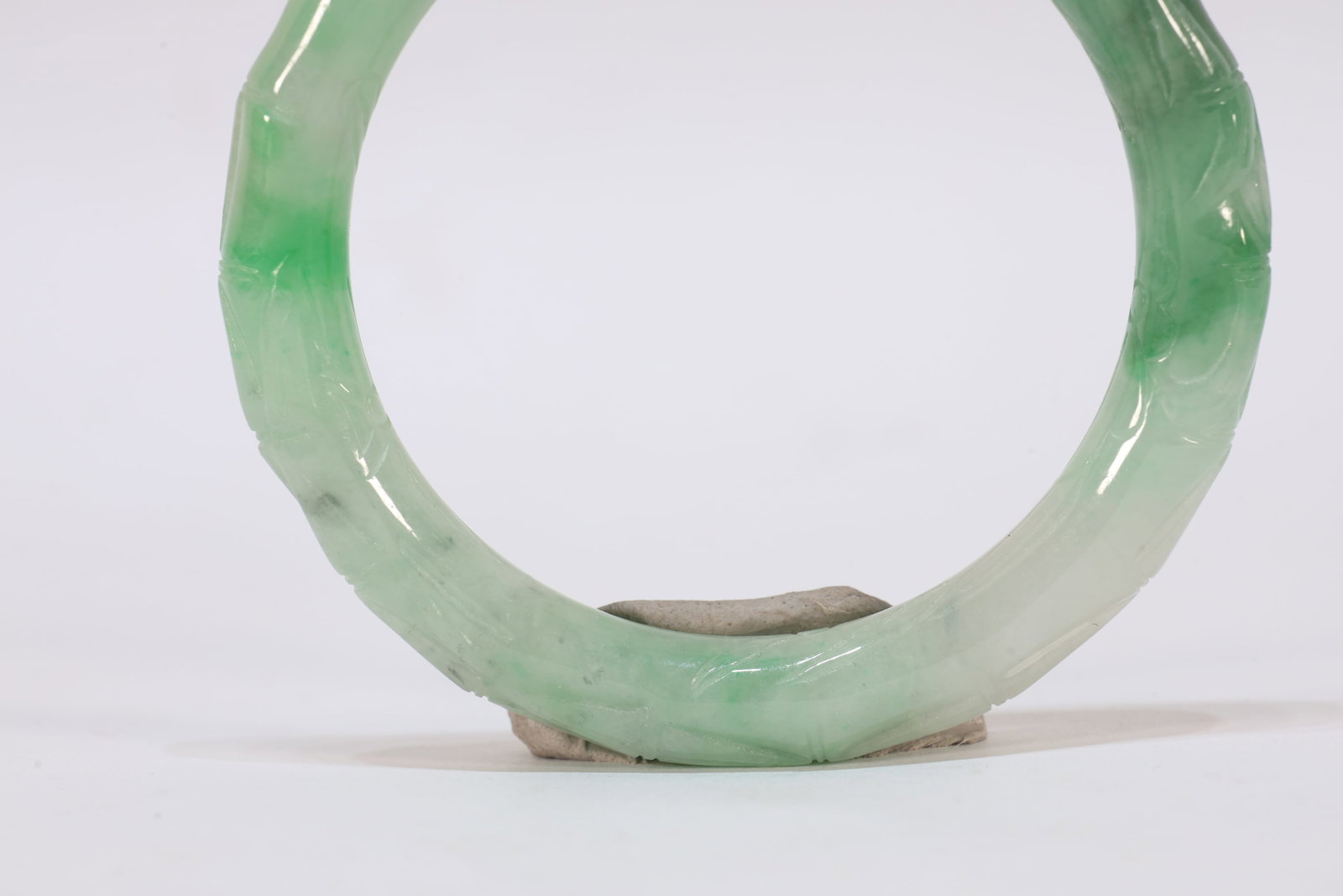 Jadeite Carved Bamboo Pattern Bangle - 6