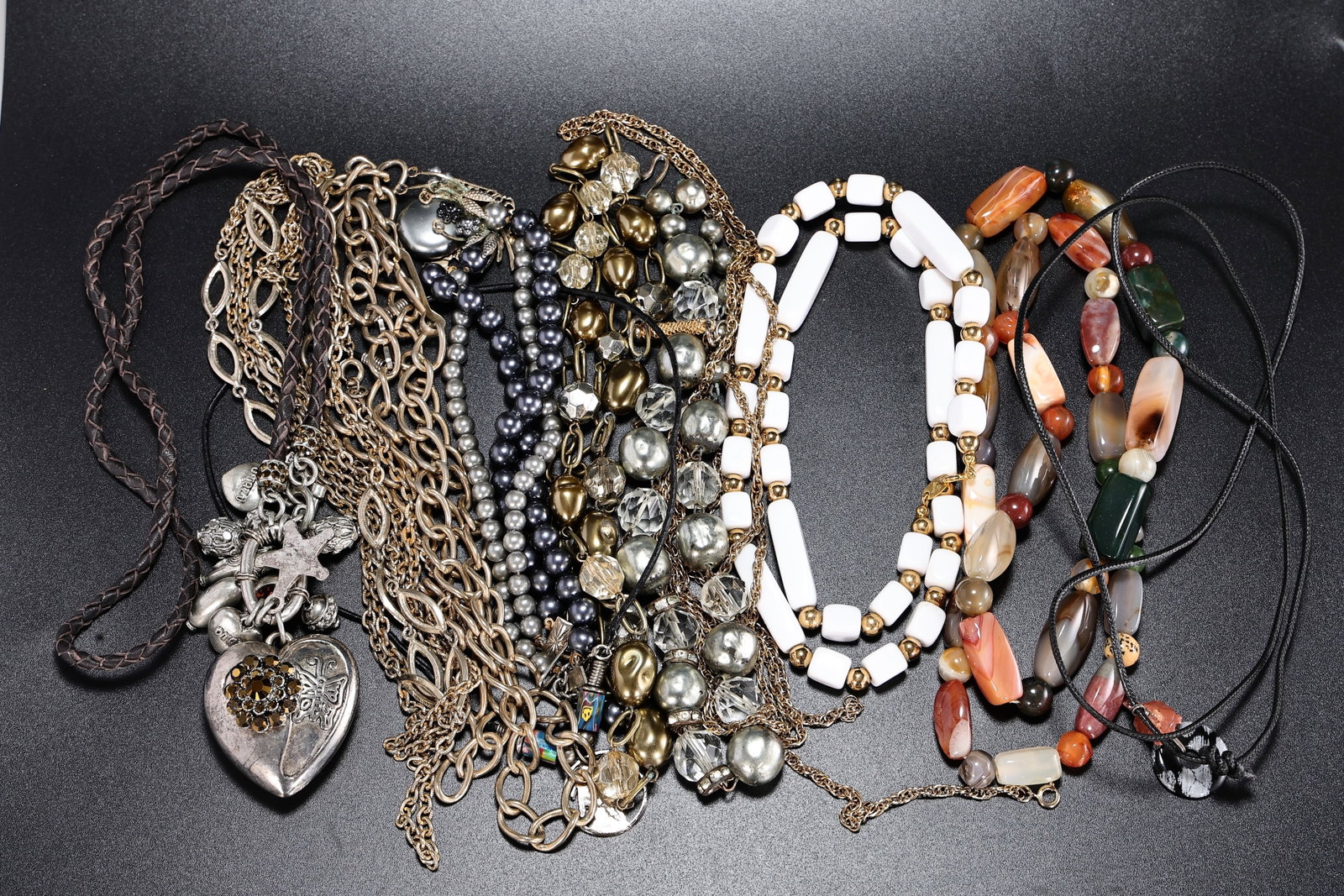 Mixed Lot of Fashion & Gemstone Beaded Necklaces: Mixed Lot of Fashion & Gemstone Beaded Necklaces (All in different sizes)