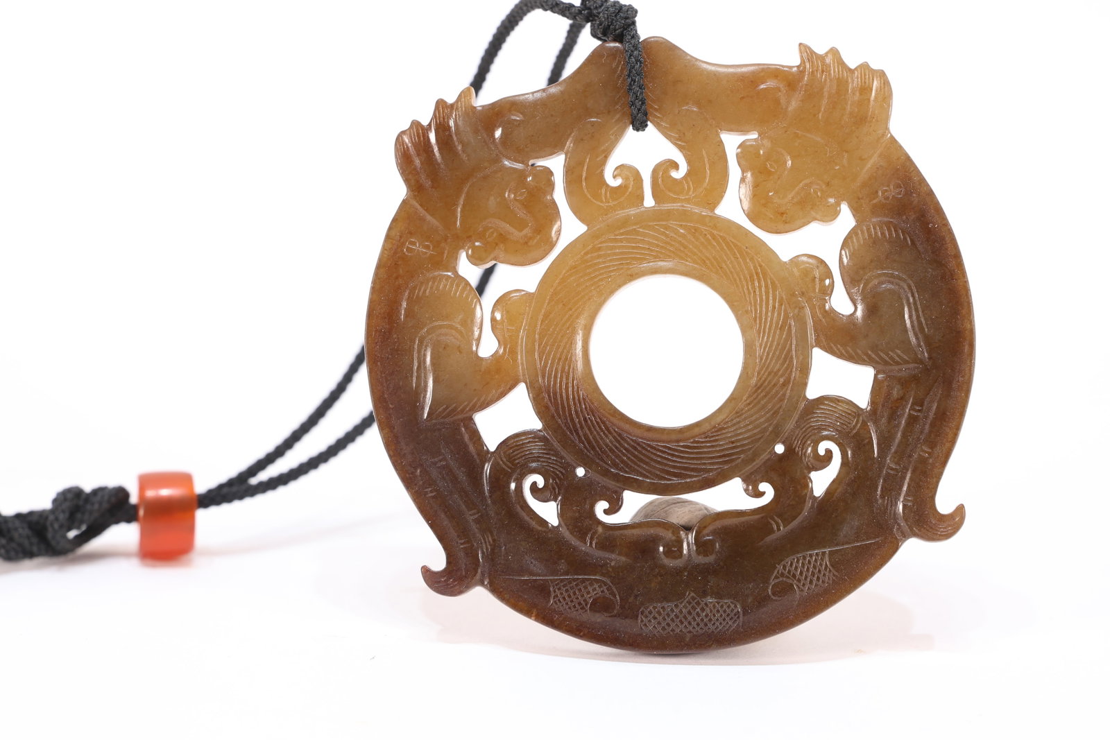 Jade Carved Dragon and Character Pattern Bi: Jade Carved Dragon and Character Pattern Bi (7 x 0.5cm)