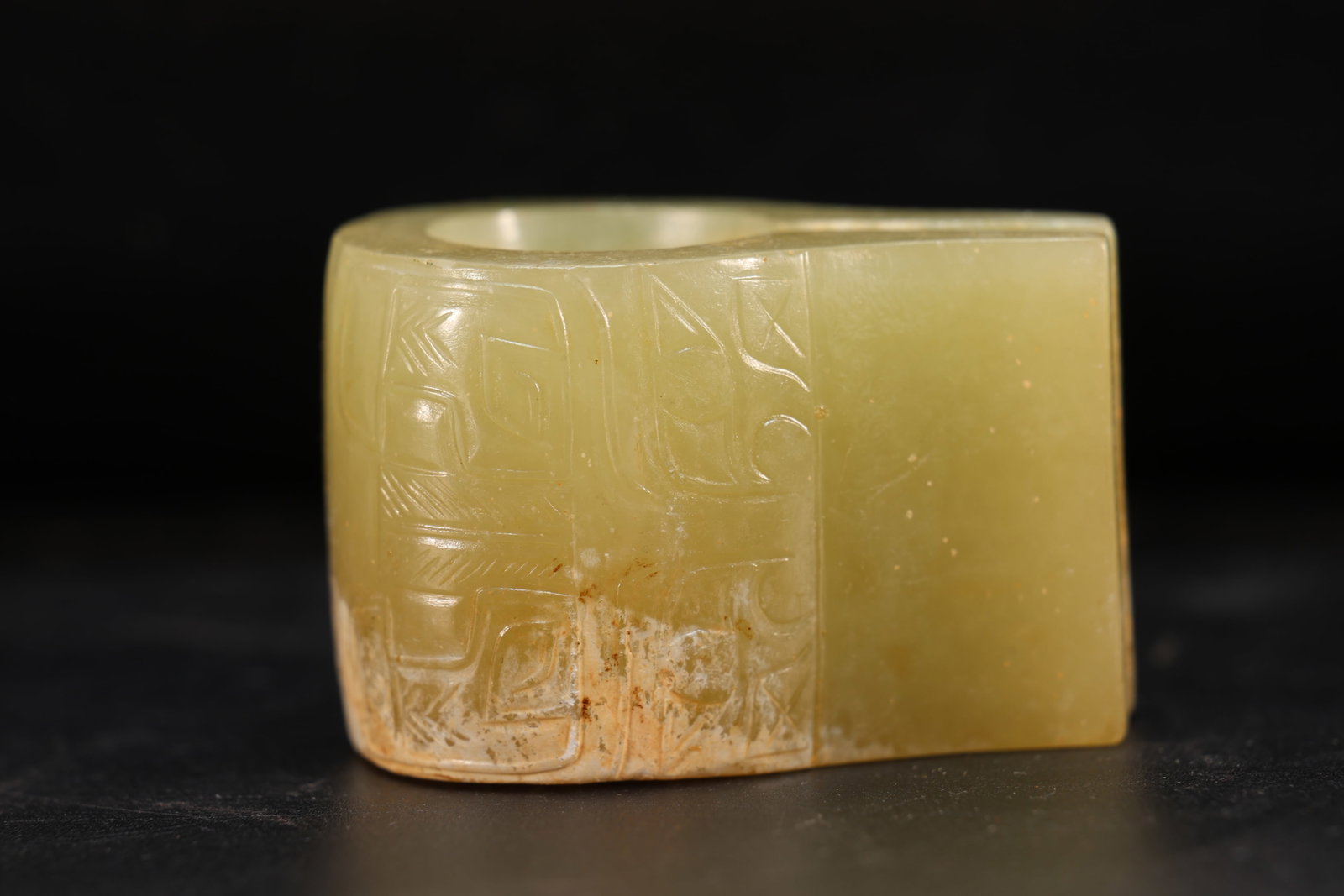 Jade Carved Beast Face Pattern Thumb Ring - 2