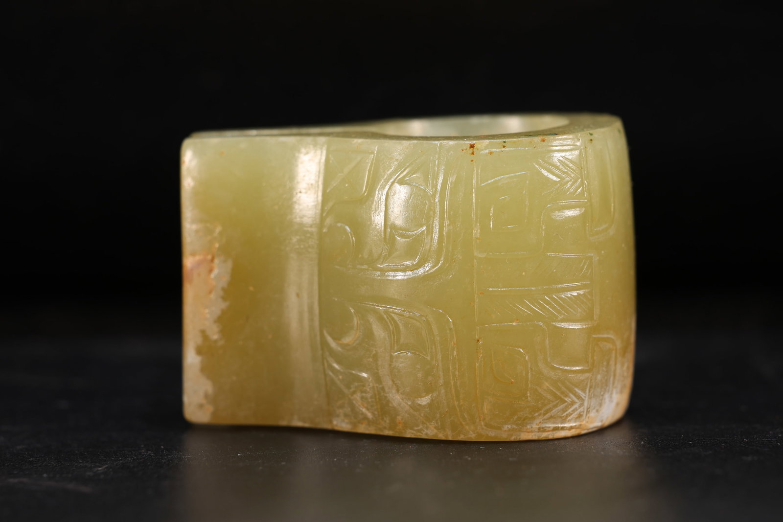Jade Carved Beast Face Pattern Thumb Ring - 4