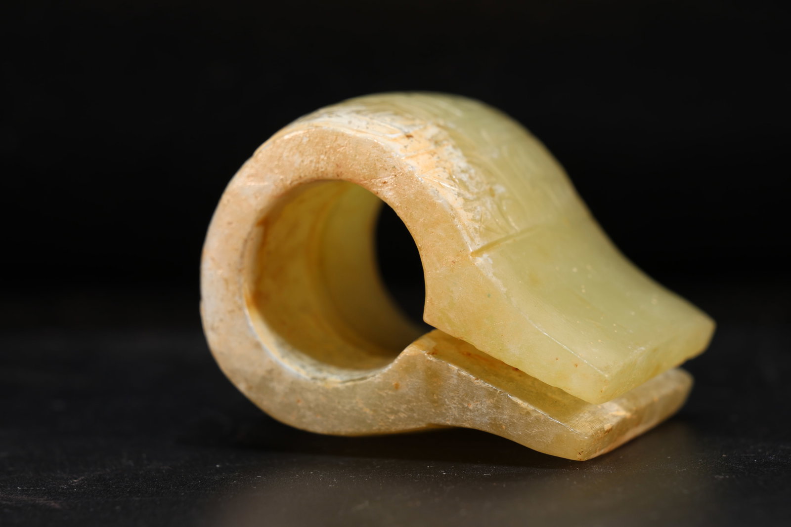 Jade Carved Beast Face Pattern Thumb Ring - 6