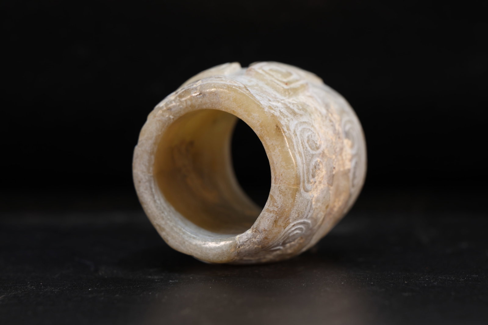 Jade Carved Beast Face Pattern Thumb Ring - 5