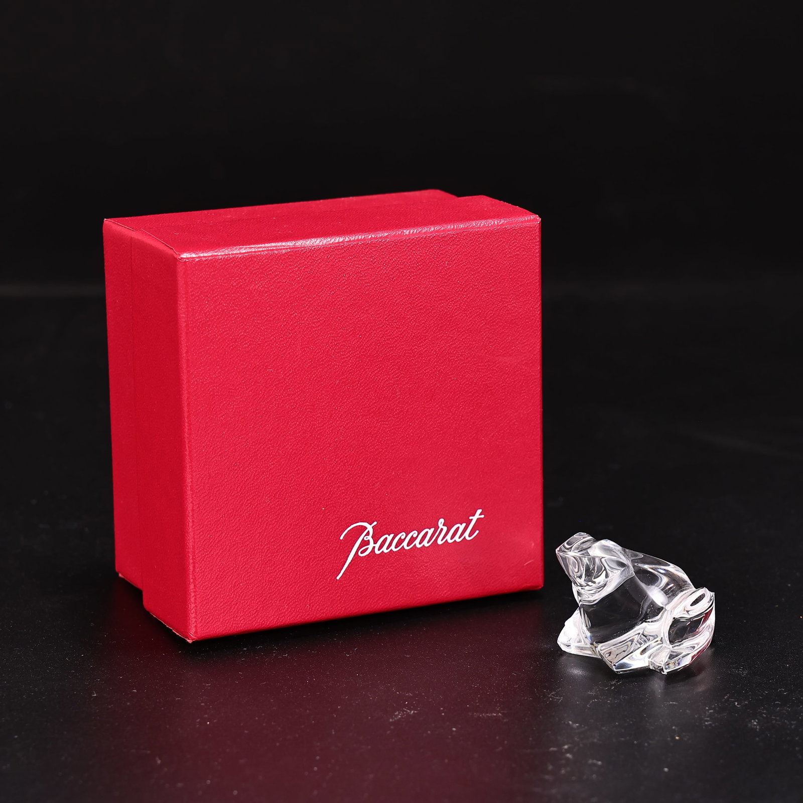 Baccarat France Clear Crystal Small Frog Figurine with Original Red Box (1 of 8)