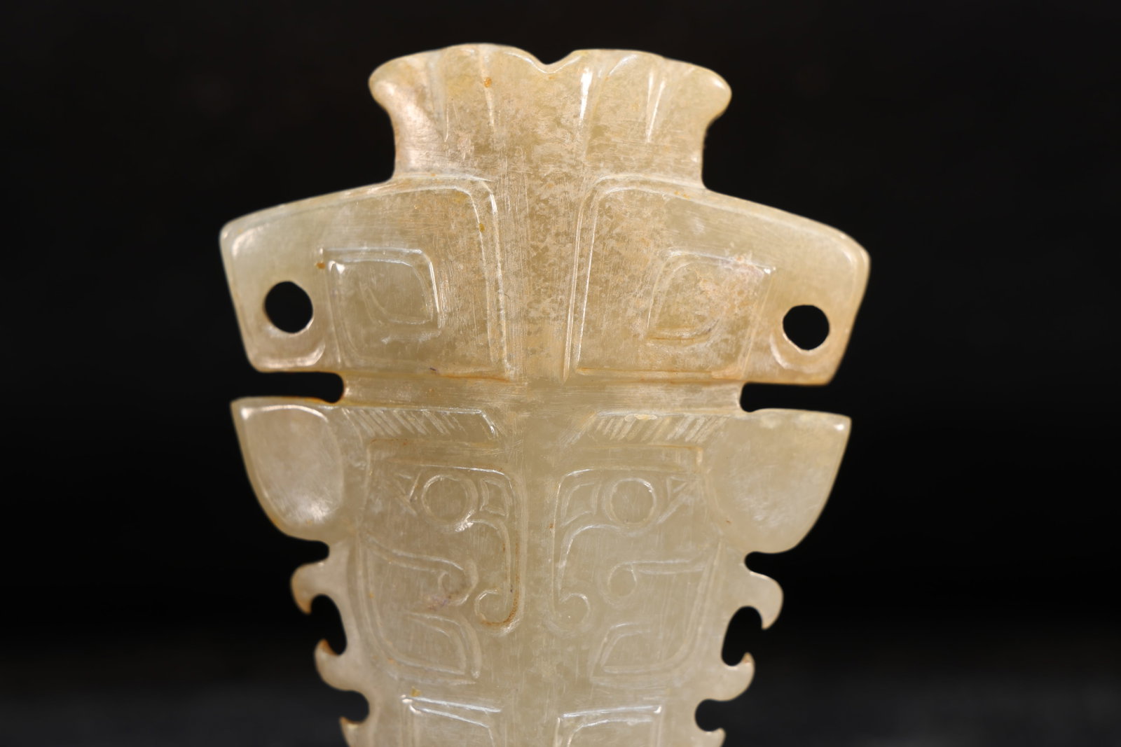 Jade Carved Beast Face Pattern Bi - 2
